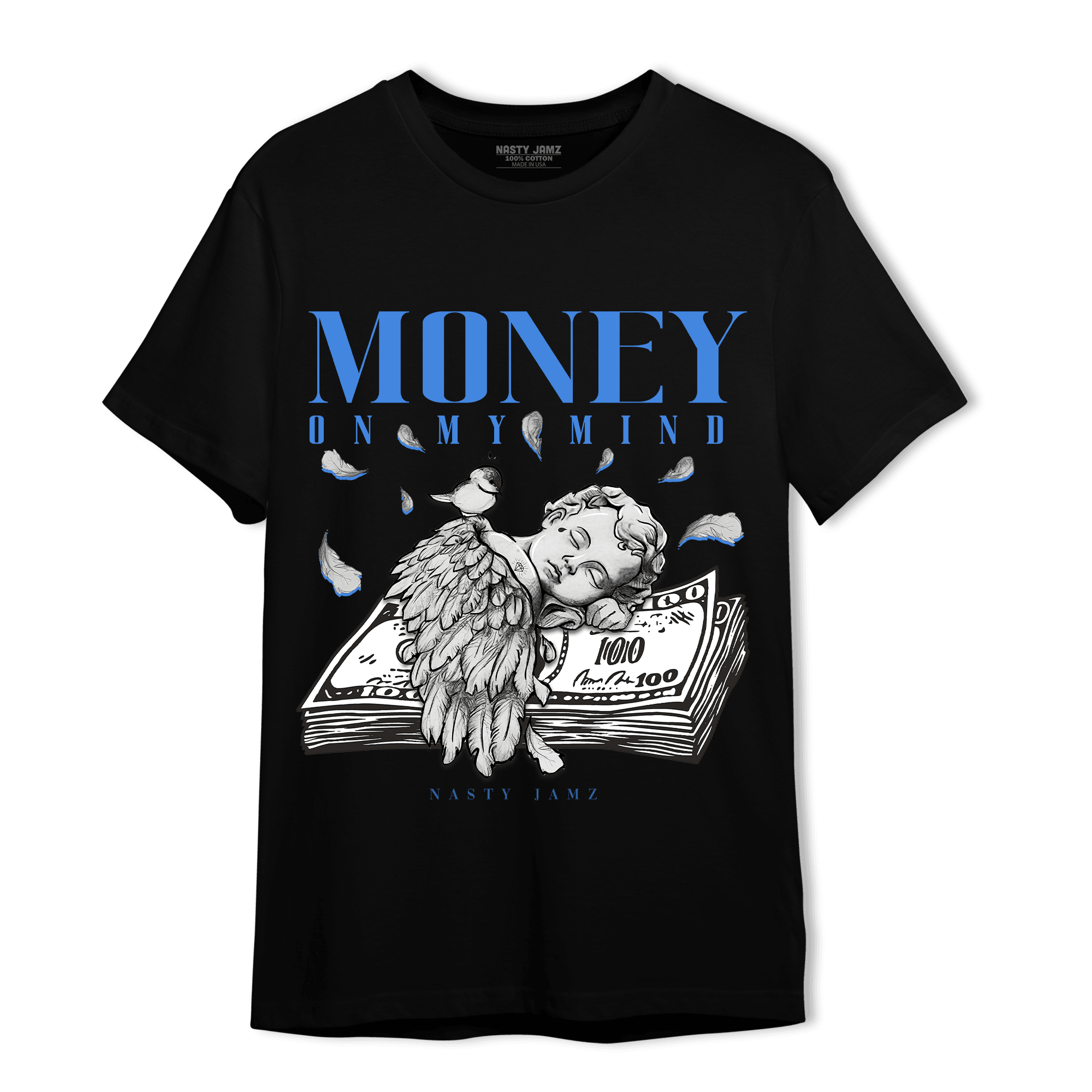 University Blue Toe 1s T Shirt Match Money On My Mind Angel - NastyJamz