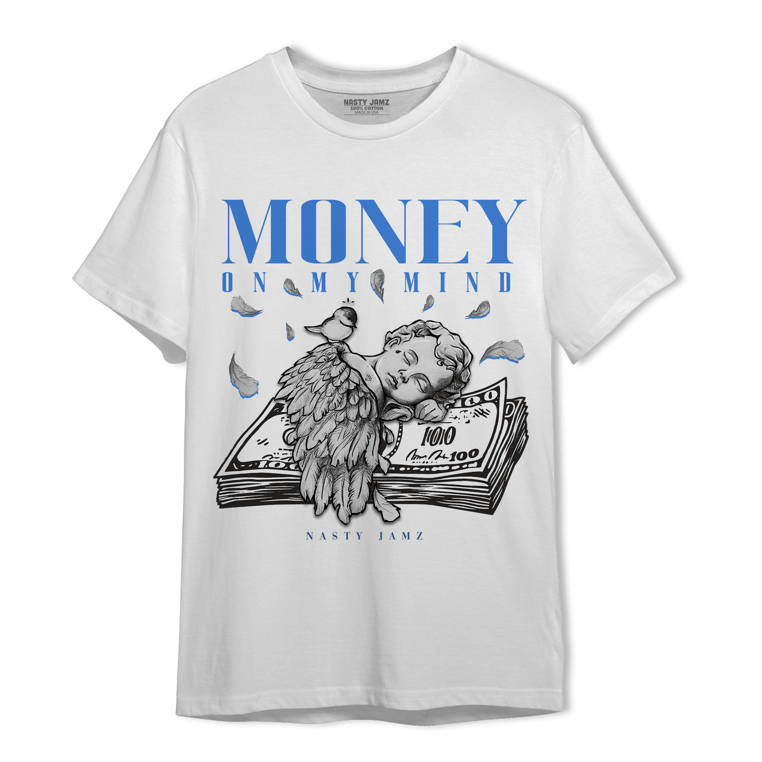 University Blue Toe 1s T Shirt Match Money On My Mind Angel - NastyJamz