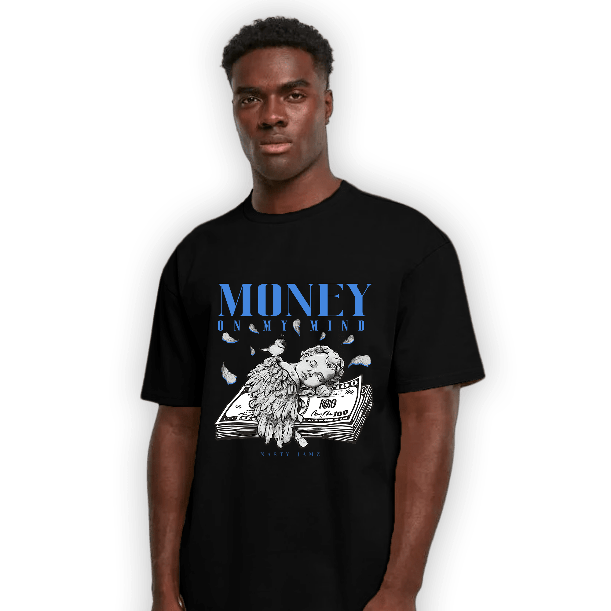 University Blue Toe 1s T Shirt Match Money On My Mind Angel - NastyJamz