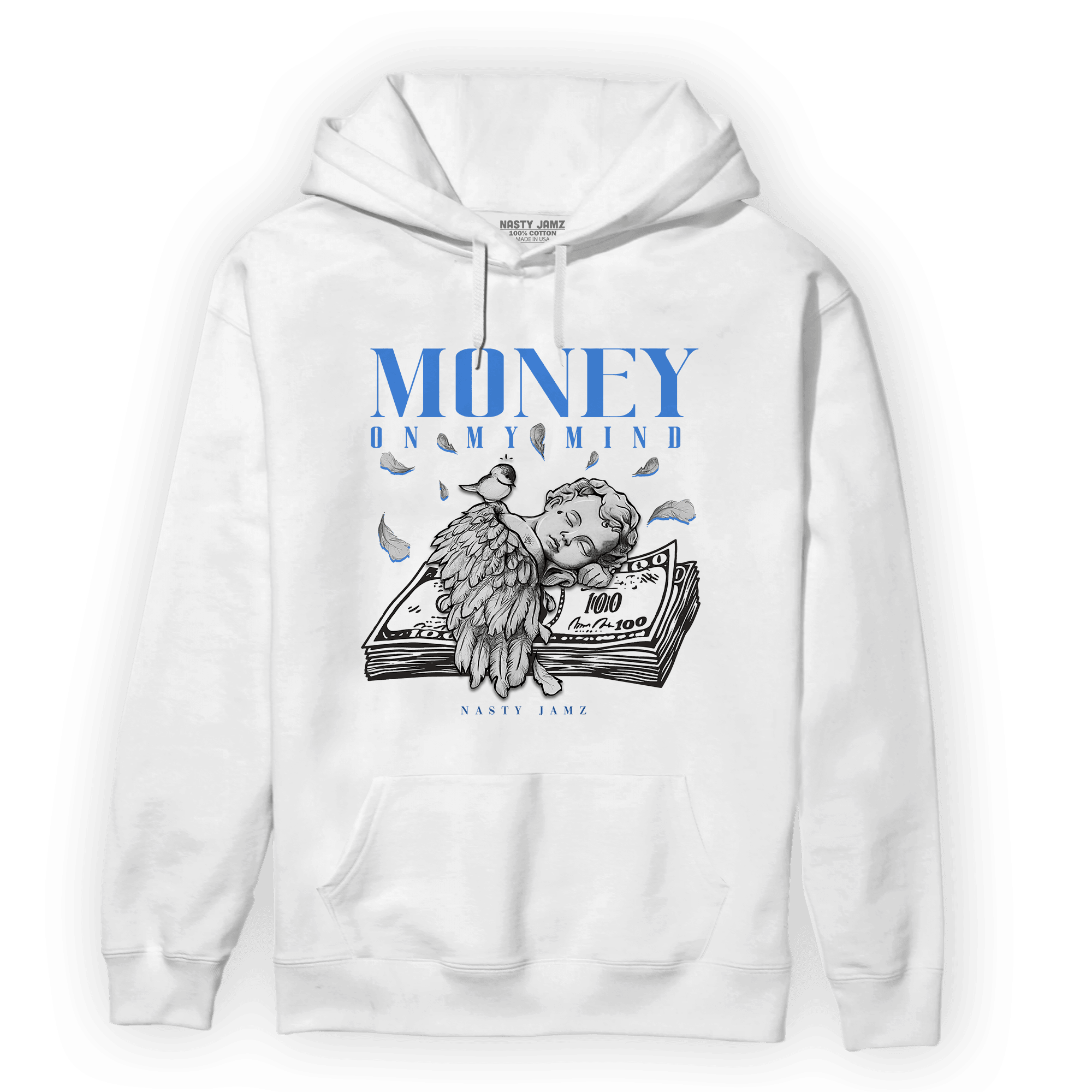 University Blue Toe 1s Hoodie Match Money On My Mind Angel - NastyJamz