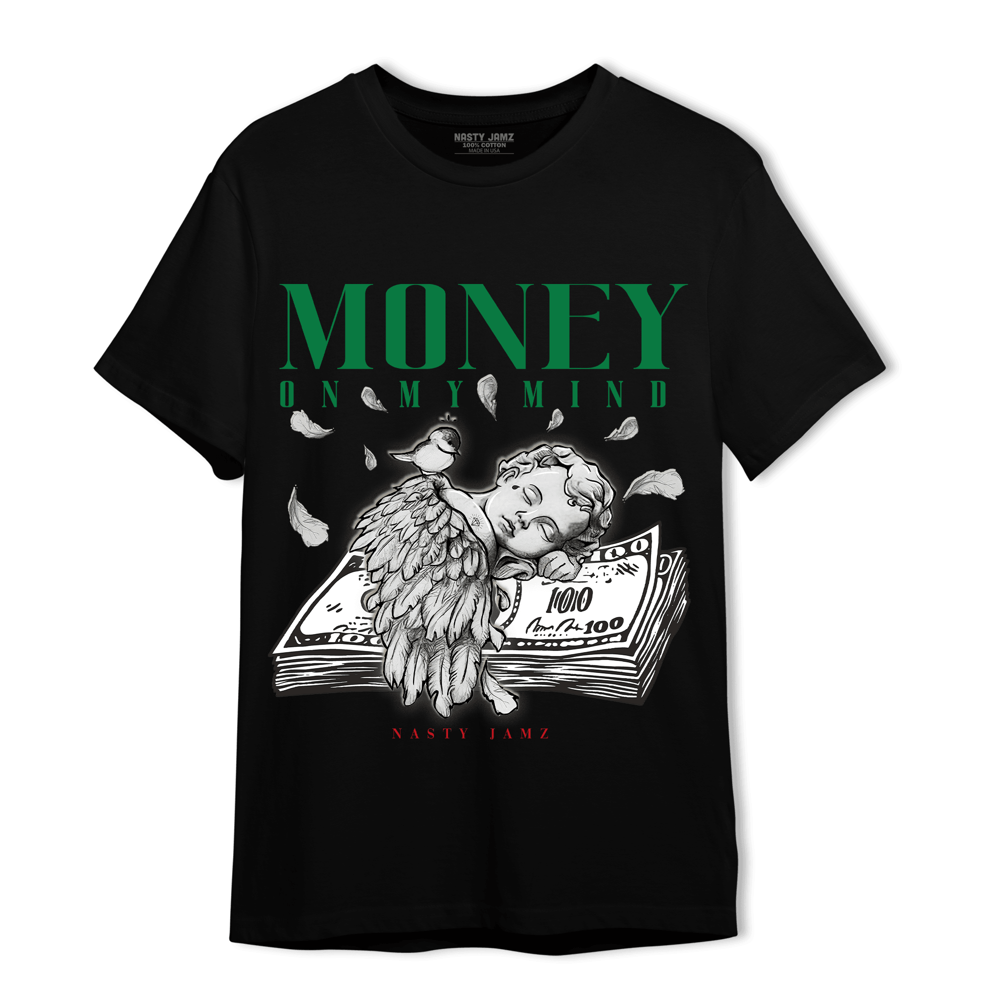 Lucky Green 3s T Shirt Match Money On My Mind Angel - NastyJamz