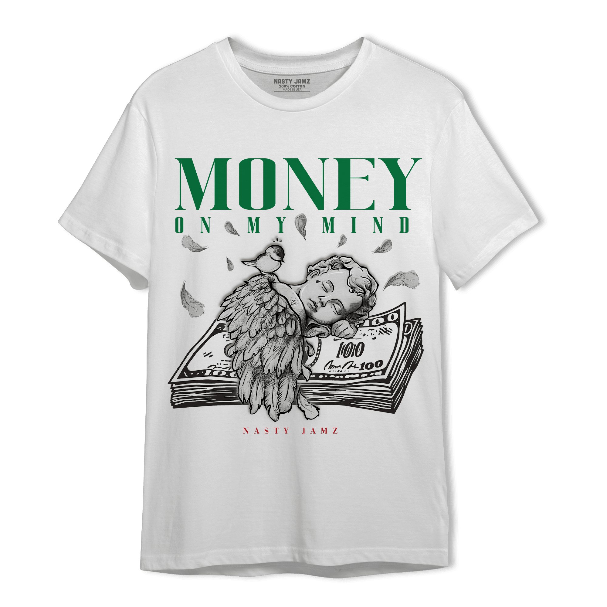 Lucky Green 3s T Shirt Match Money On My Mind Angel - NastyJamz