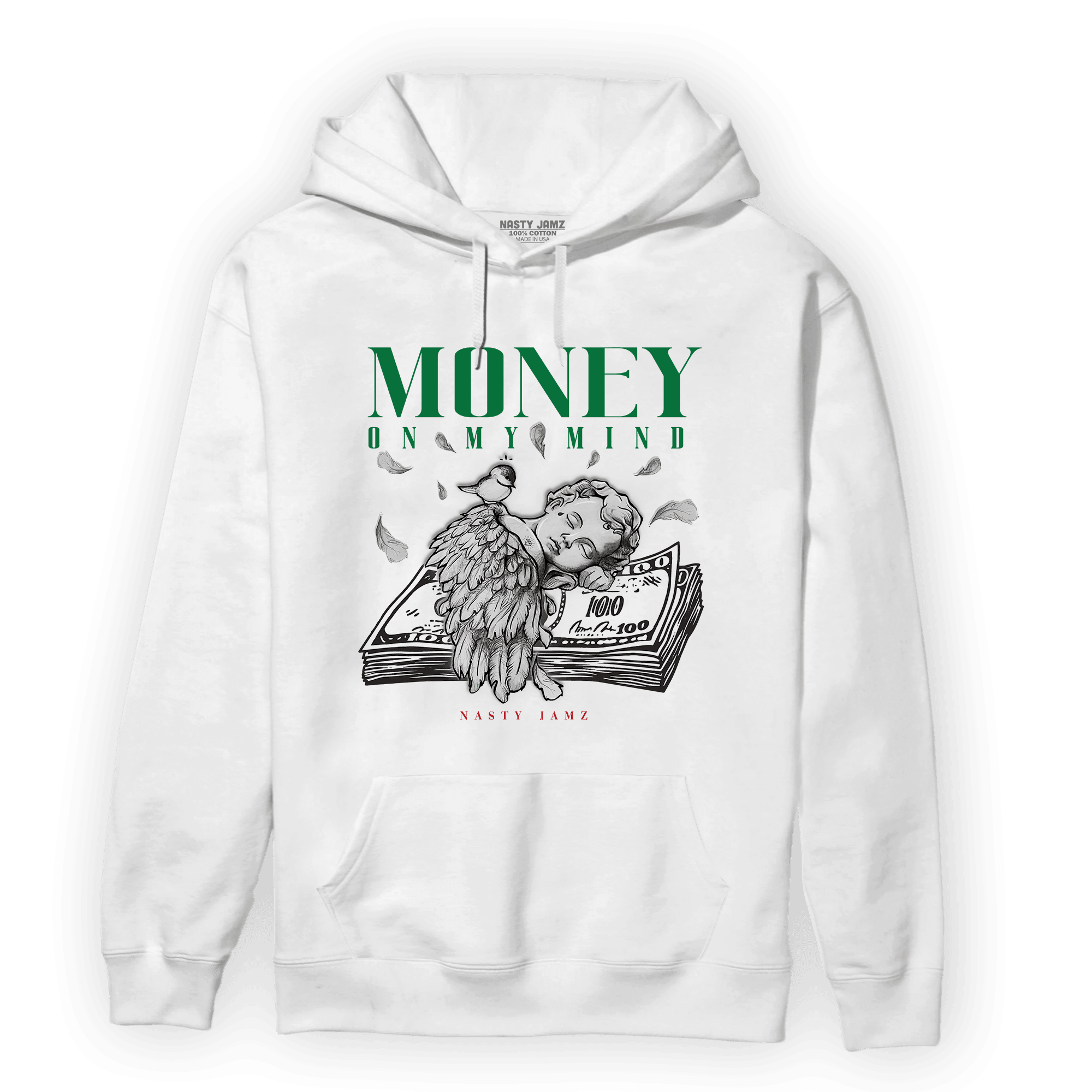 Lucky Green 3s Hoodie Match Money On My Mind Angel - NastyJamz