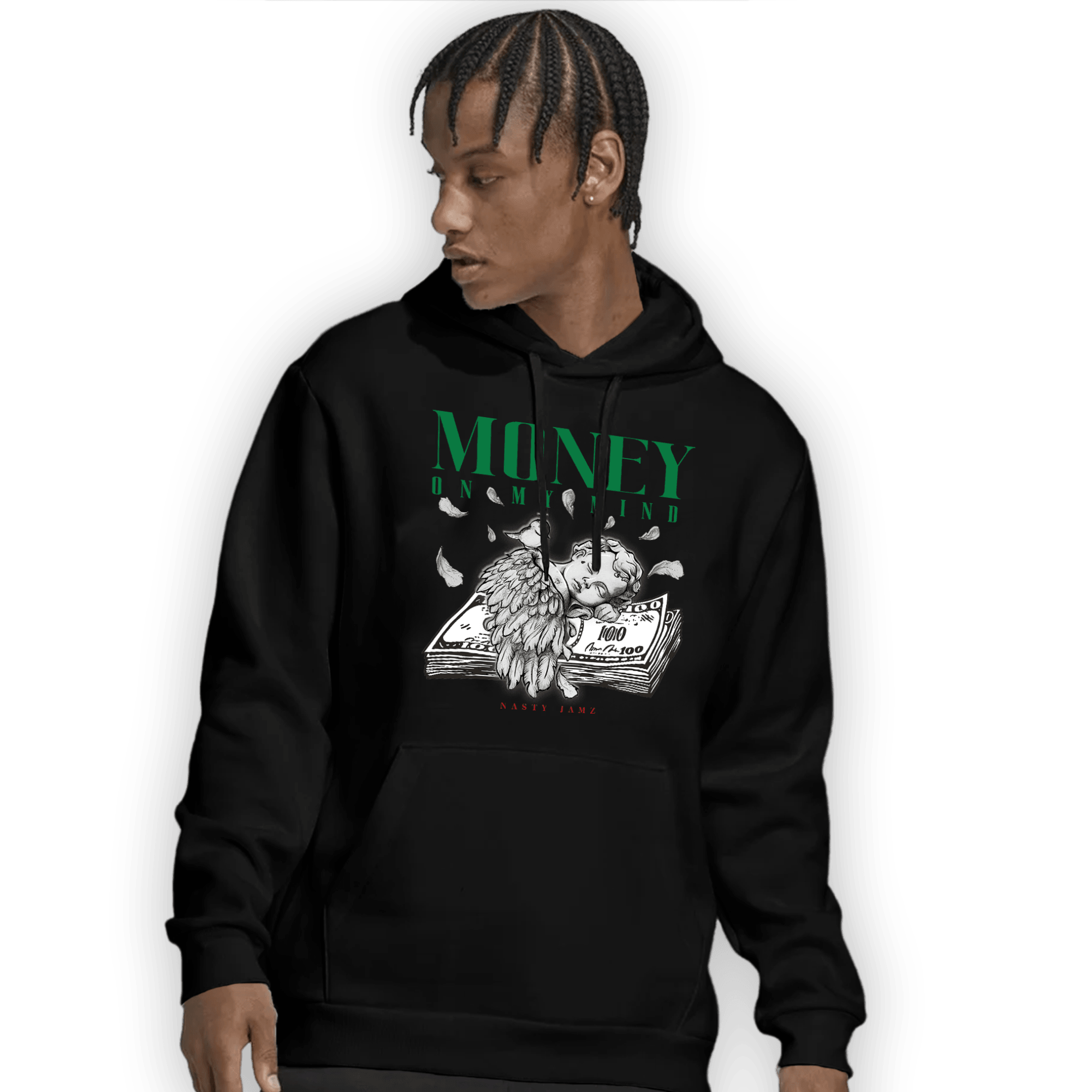 Lucky Green 3s Hoodie Match Money On My Mind Angel - NastyJamz