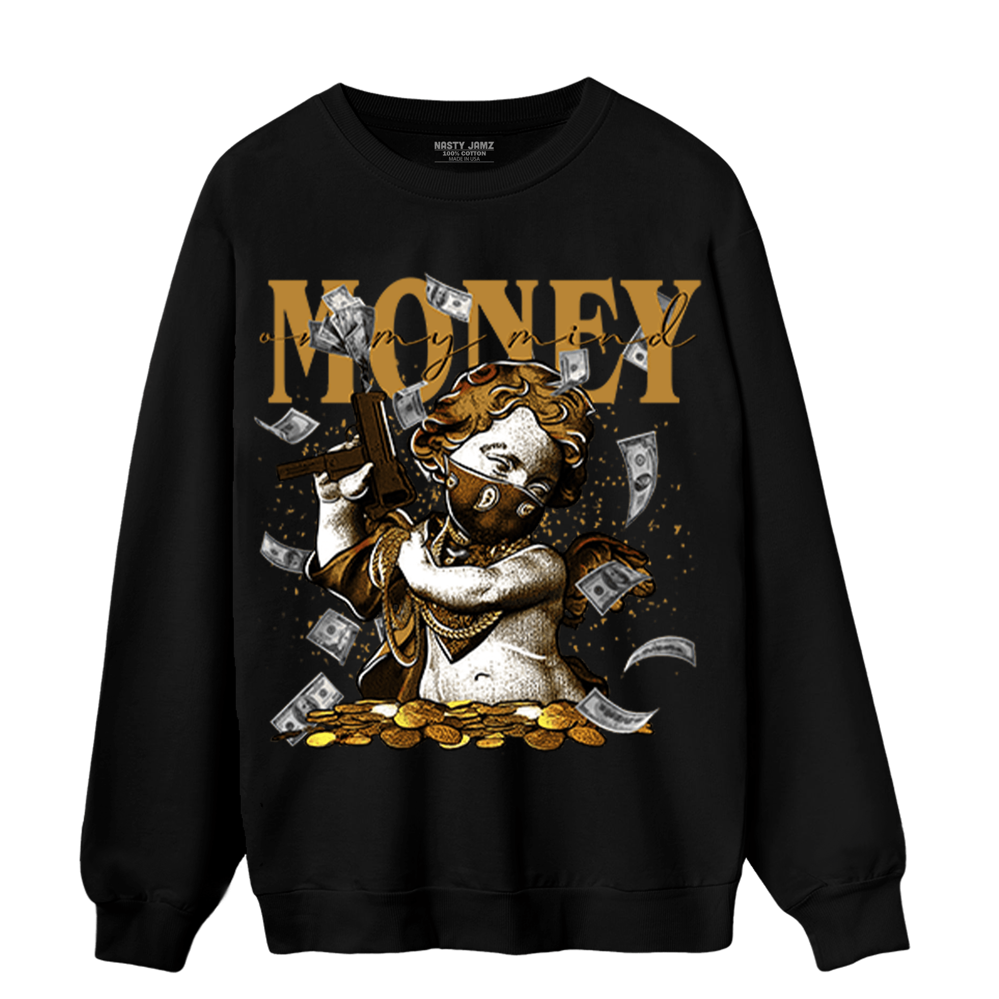 Wheat 13s Sweatshirt Match Money On My Mine Gang - NastyJamz