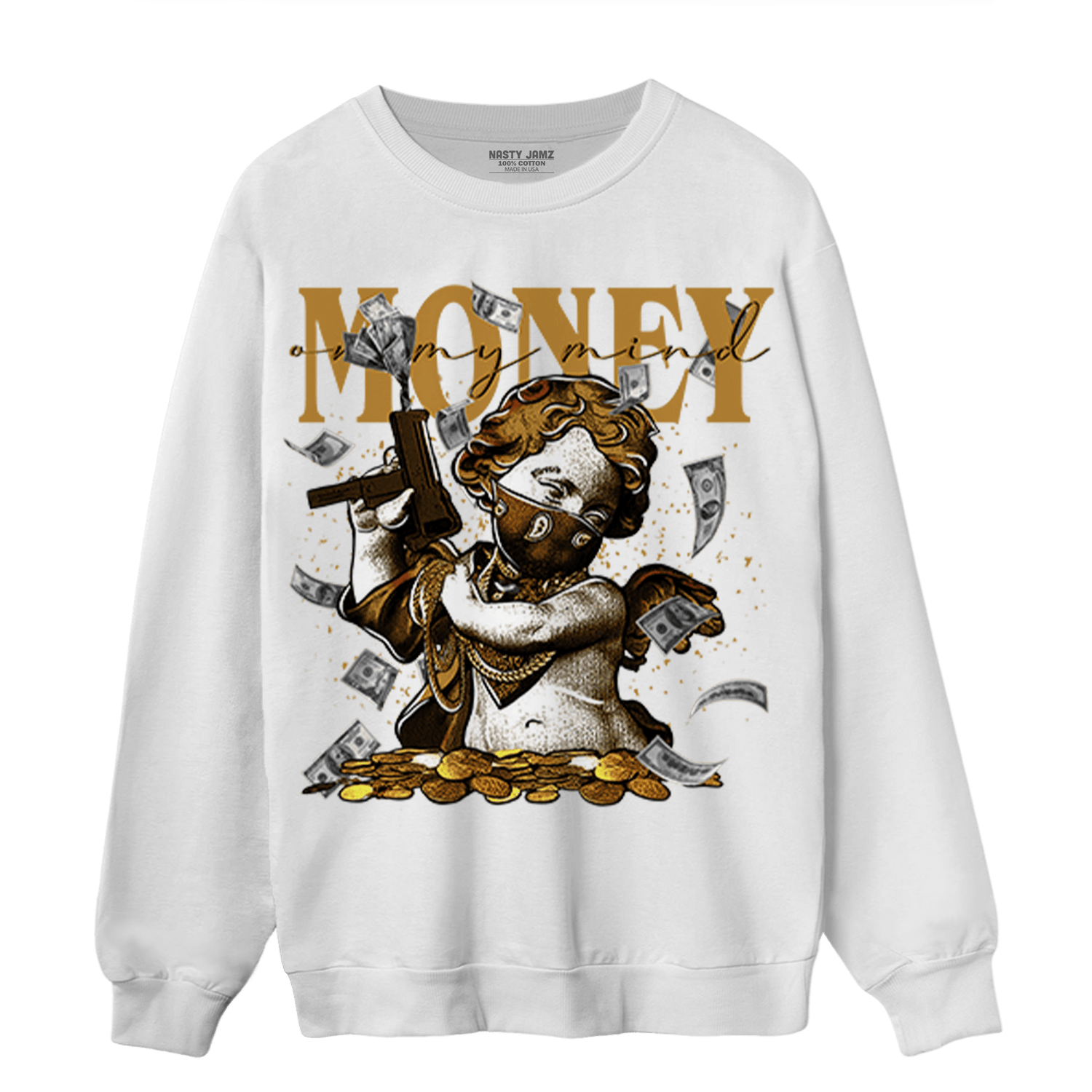 Wheat 13s Sweatshirt Match Money On My Mine Gang - NastyJamz