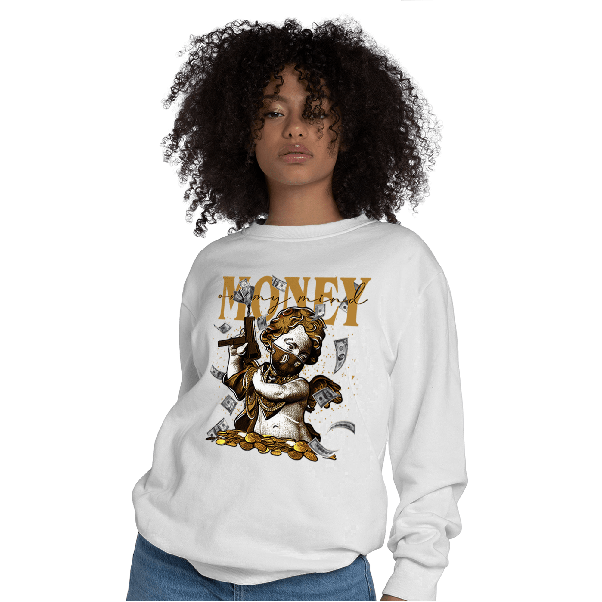 Wheat 13s Sweatshirt Match Money On My Mine Gang - NastyJamz