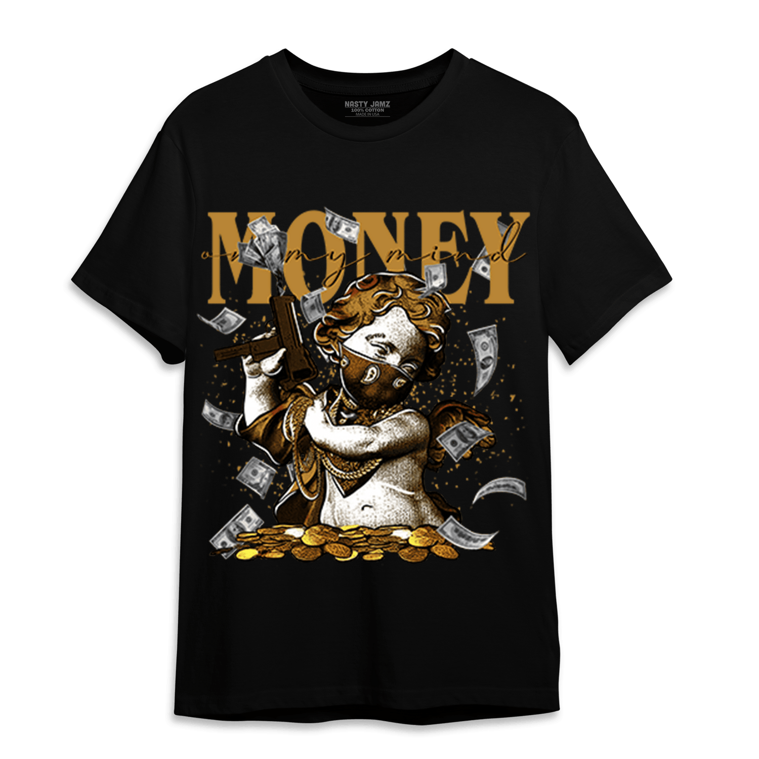 Wheat 13s T Shirt Match Money On My Mine Gang - NastyJamz