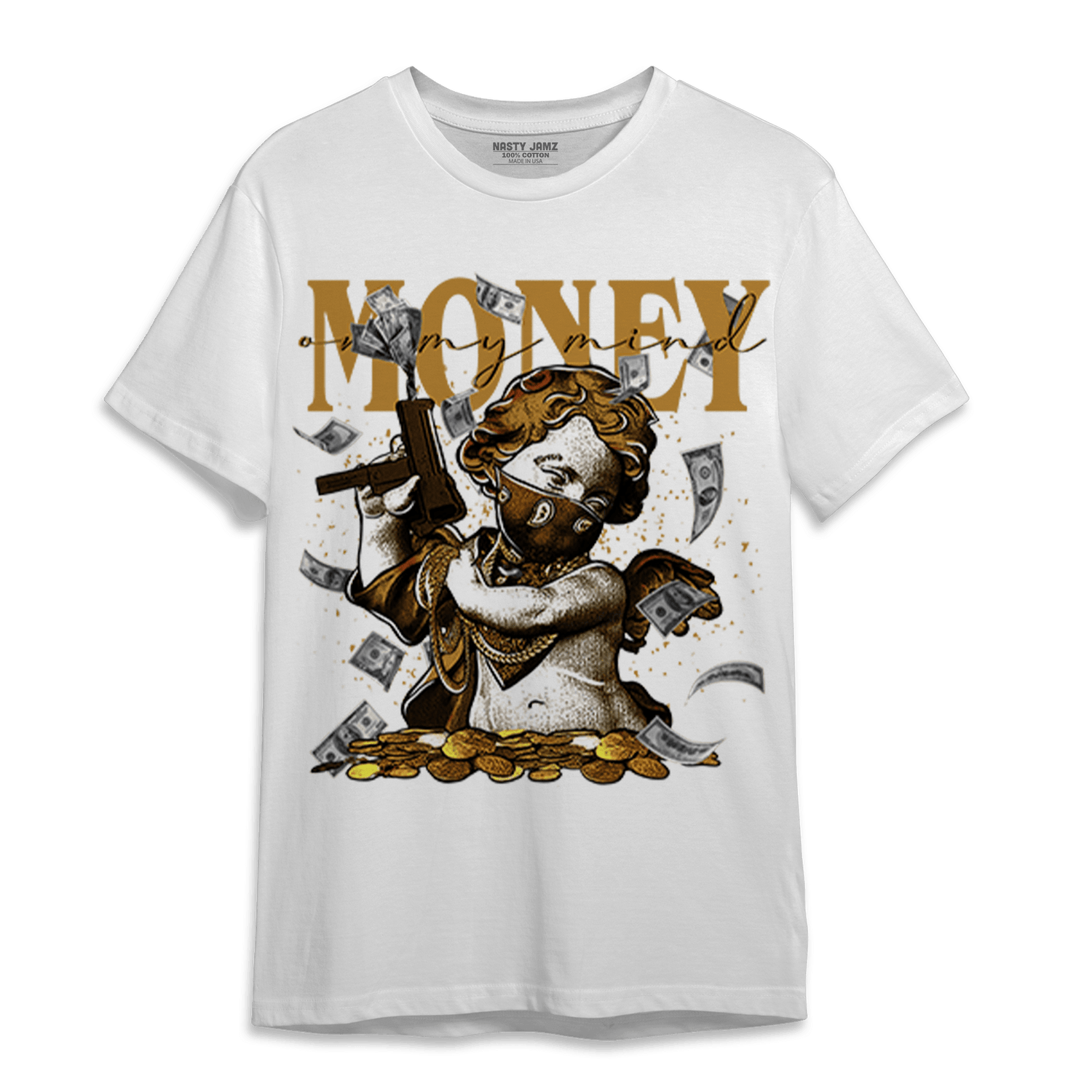 Wheat 13s T Shirt Match Money On My Mine Gang - NastyJamz