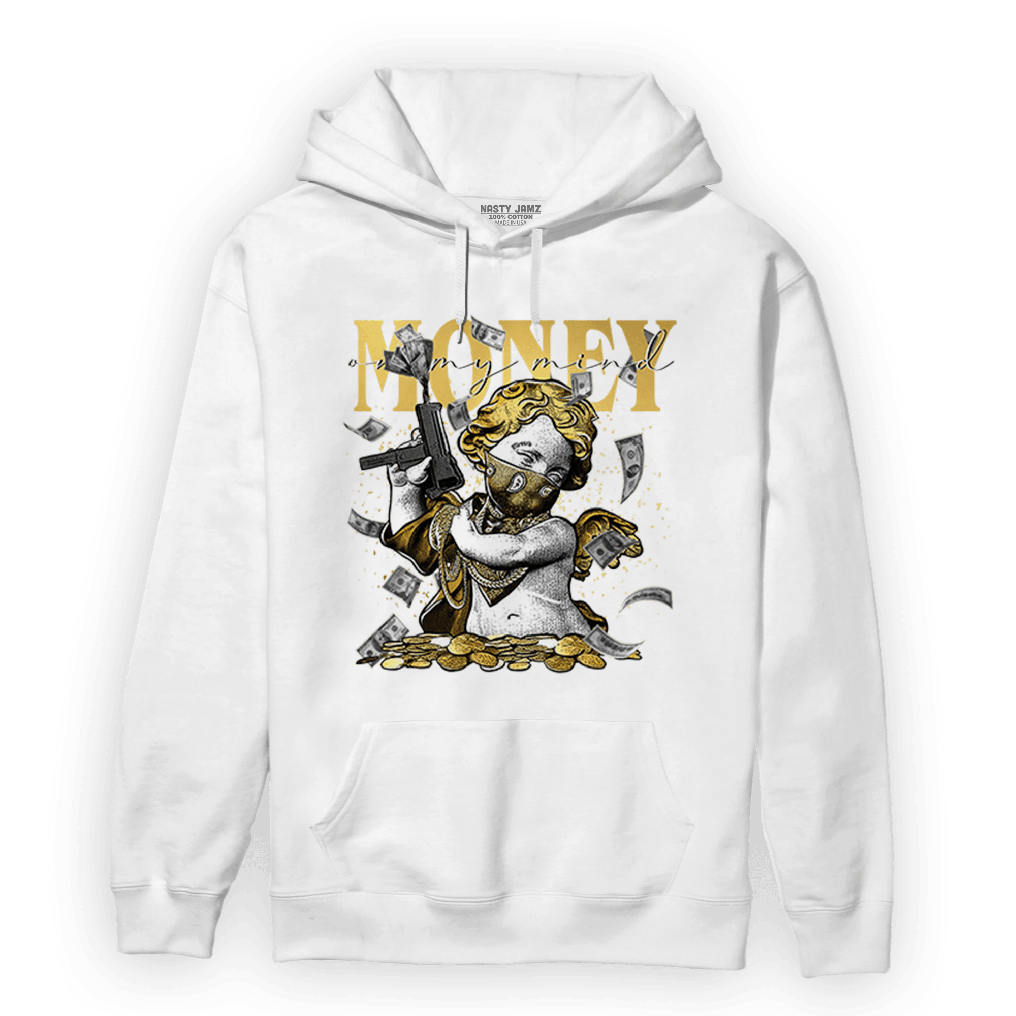 Mid SE Black Gold 1s Hoodie Match Money On My Mine Gang - NastyJamz