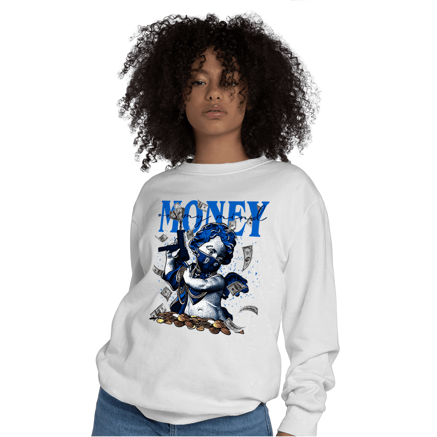 Royal Reimagined 1s Sweatshirt Match Money On My Mine Gang - NastyJamz