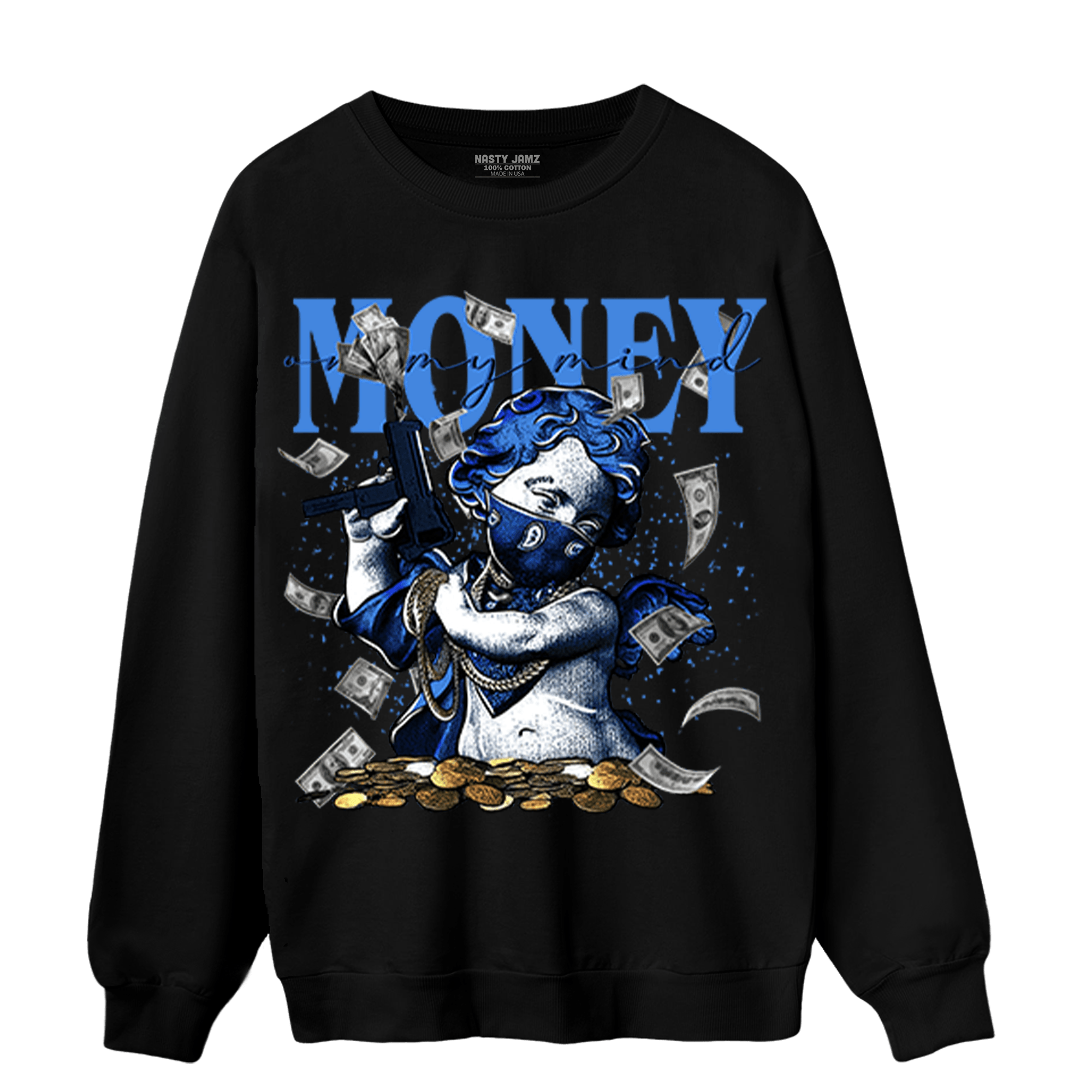 University Blue Toe 1s Sweatshirt Match Money On My Mine Gang - NastyJamz