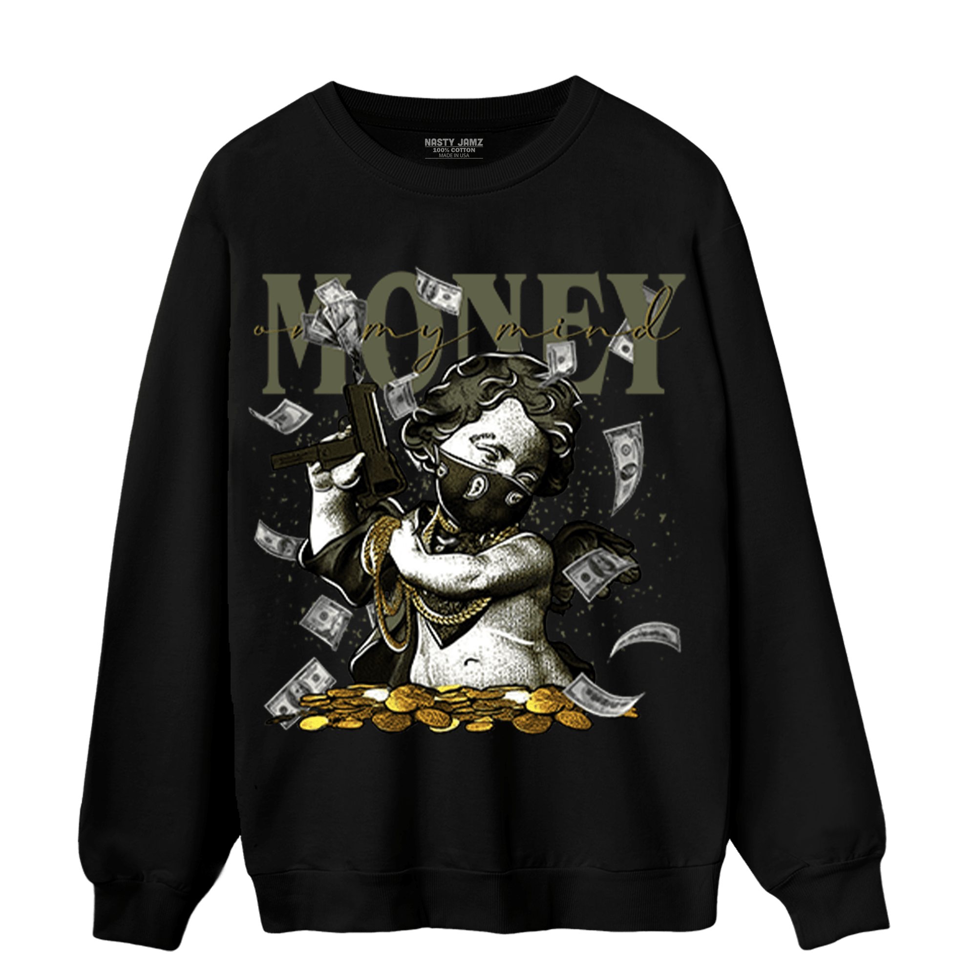 SE Craft Medium Olive 4s Sweatshirt Match Money On My Mine Gang - NastyJamz