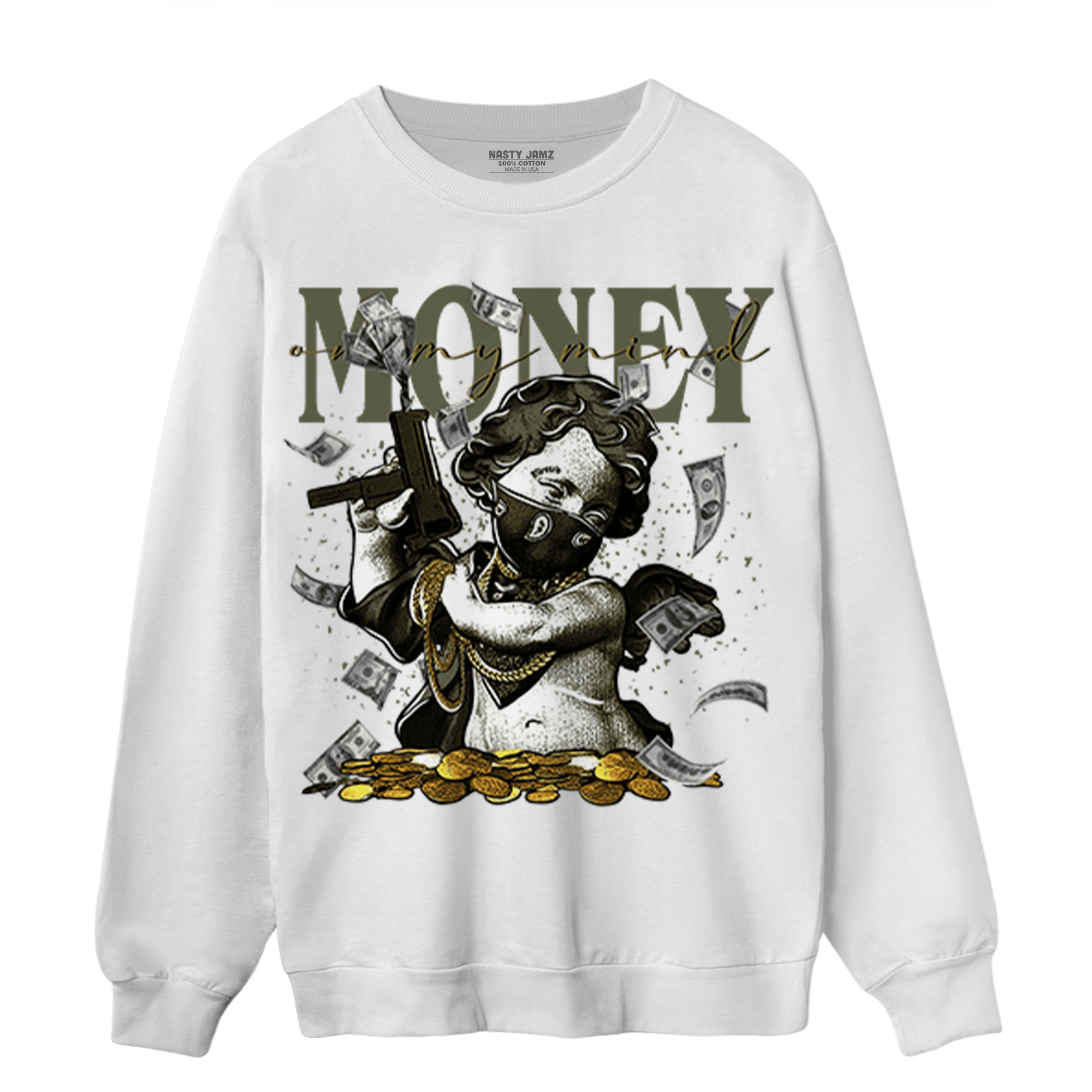 SE Craft Medium Olive 4s Sweatshirt Match Money On My Mine Gang - NastyJamz