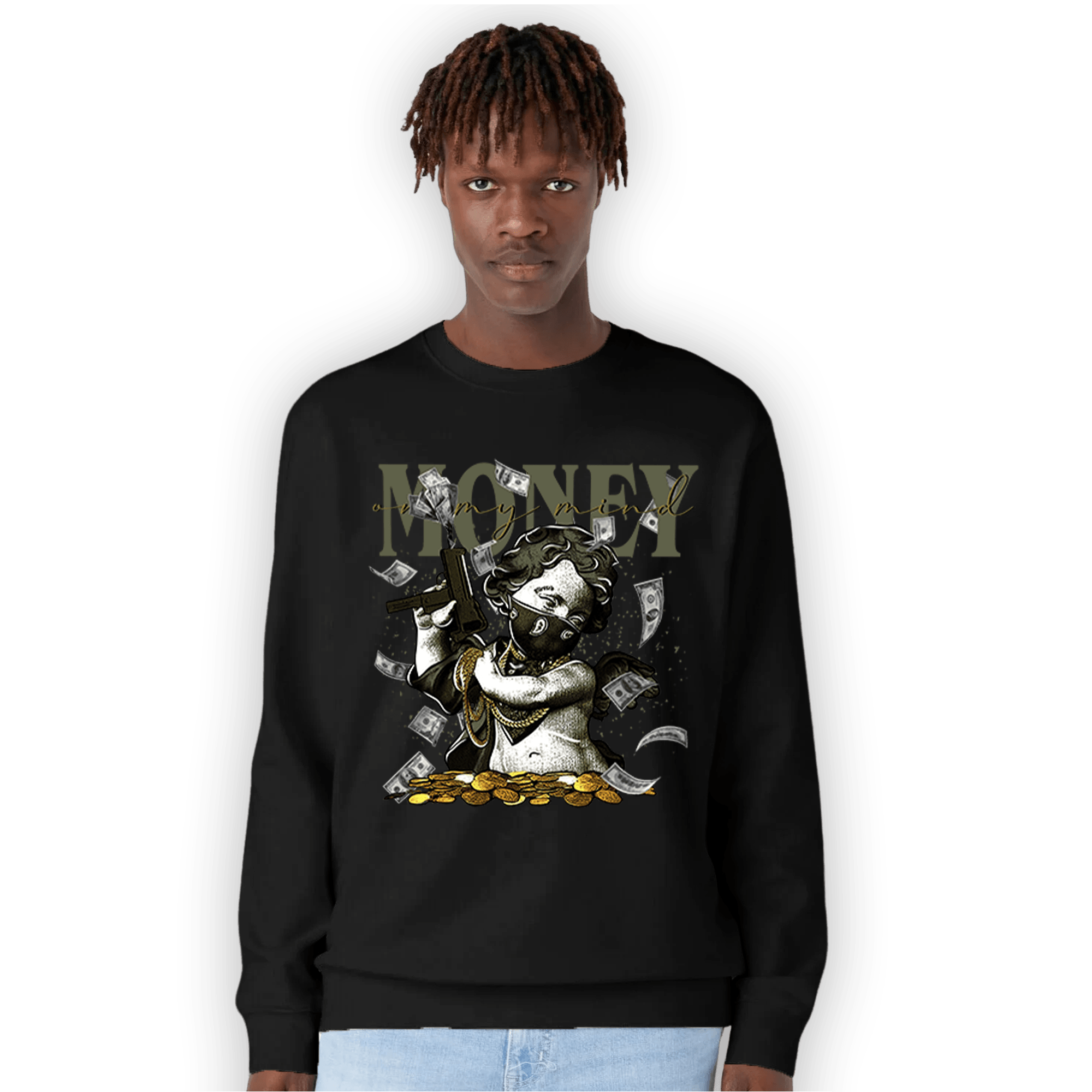 SE Craft Medium Olive 4s Sweatshirt Match Money On My Mine Gang - NastyJamz