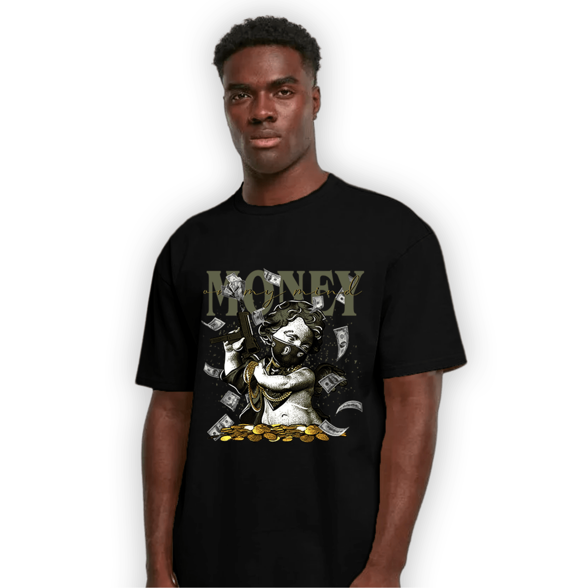 SE Craft Medium Olive 4s T Shirt Match Money On My Mine Gang - NastyJamz