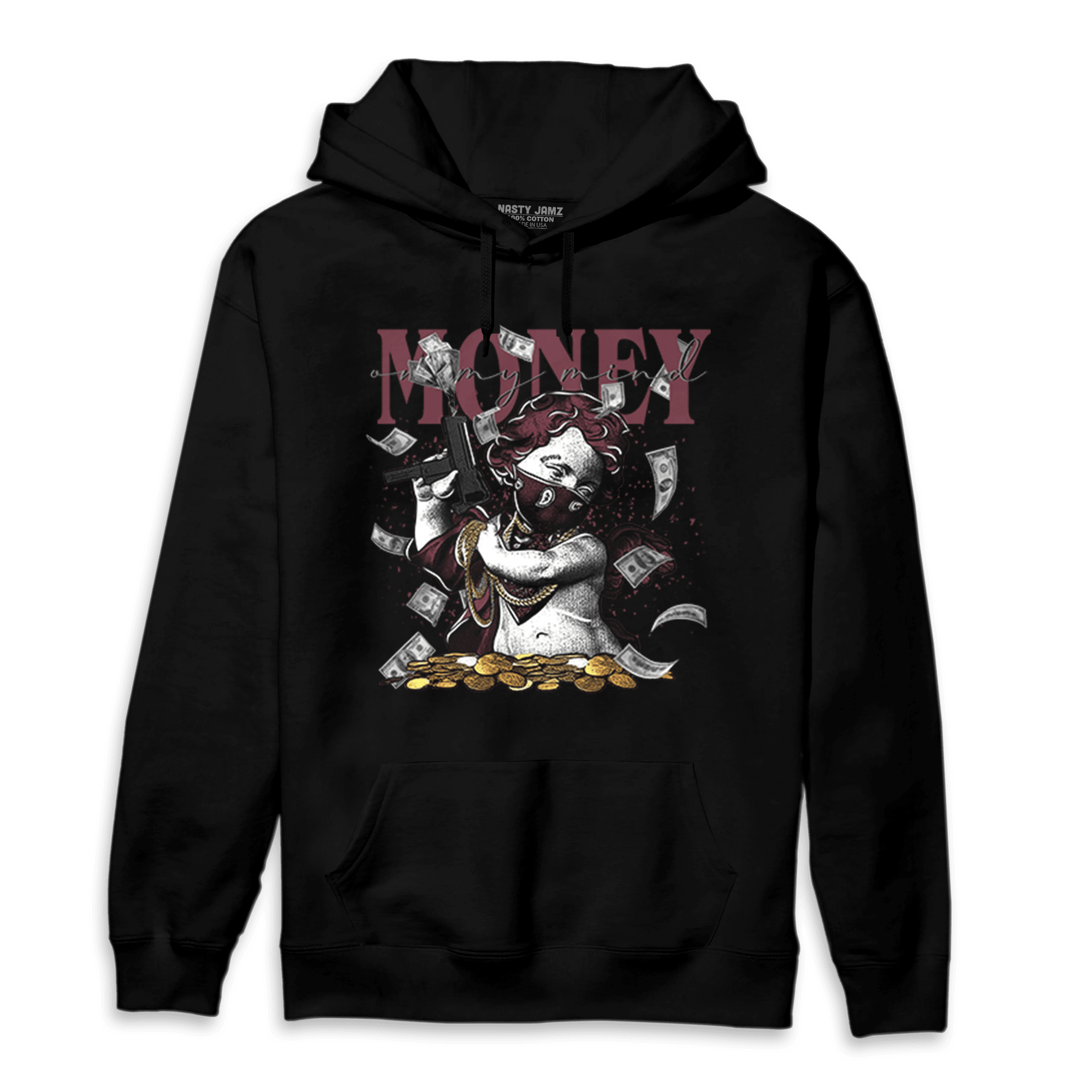 Burgundy 5s Hoodie Match Money On My Mine Gang - NastyJamz