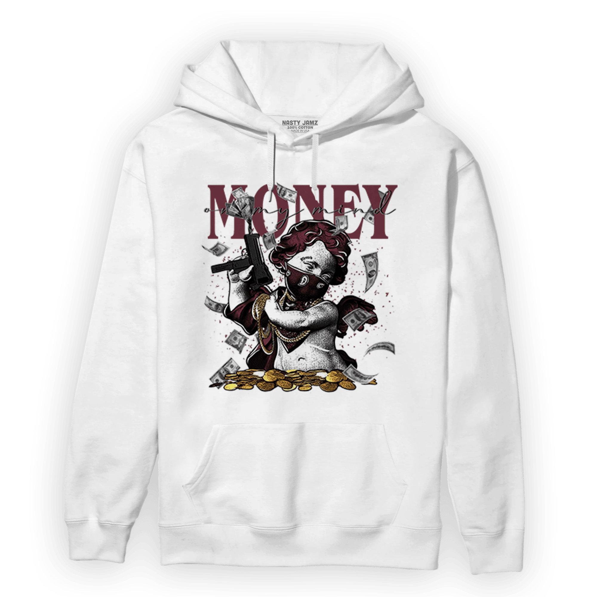 Burgundy 5s Hoodie Match Money On My Mine Gang - NastyJamz