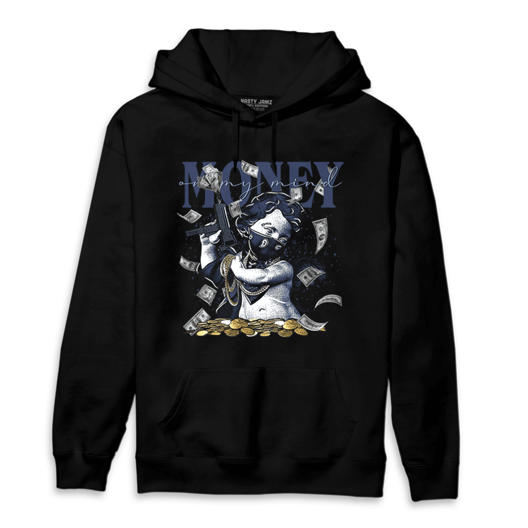 Midnight Navy 5s Hoodie Match Money On My Mine Gang - NastyJamz