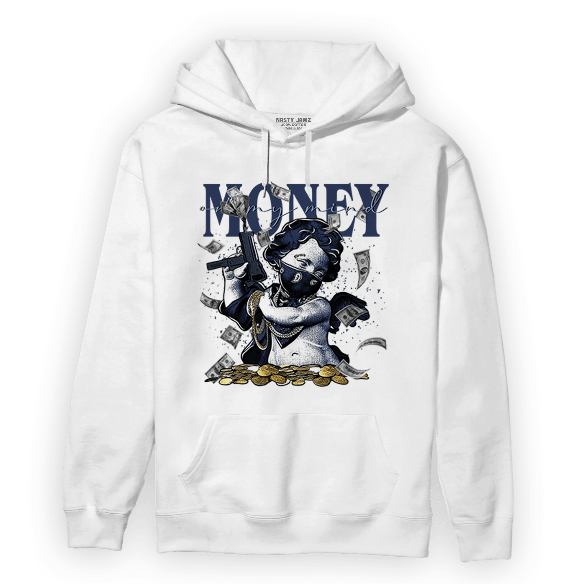 Midnight Navy 5s Hoodie Match Money On My Mine Gang - NastyJamz