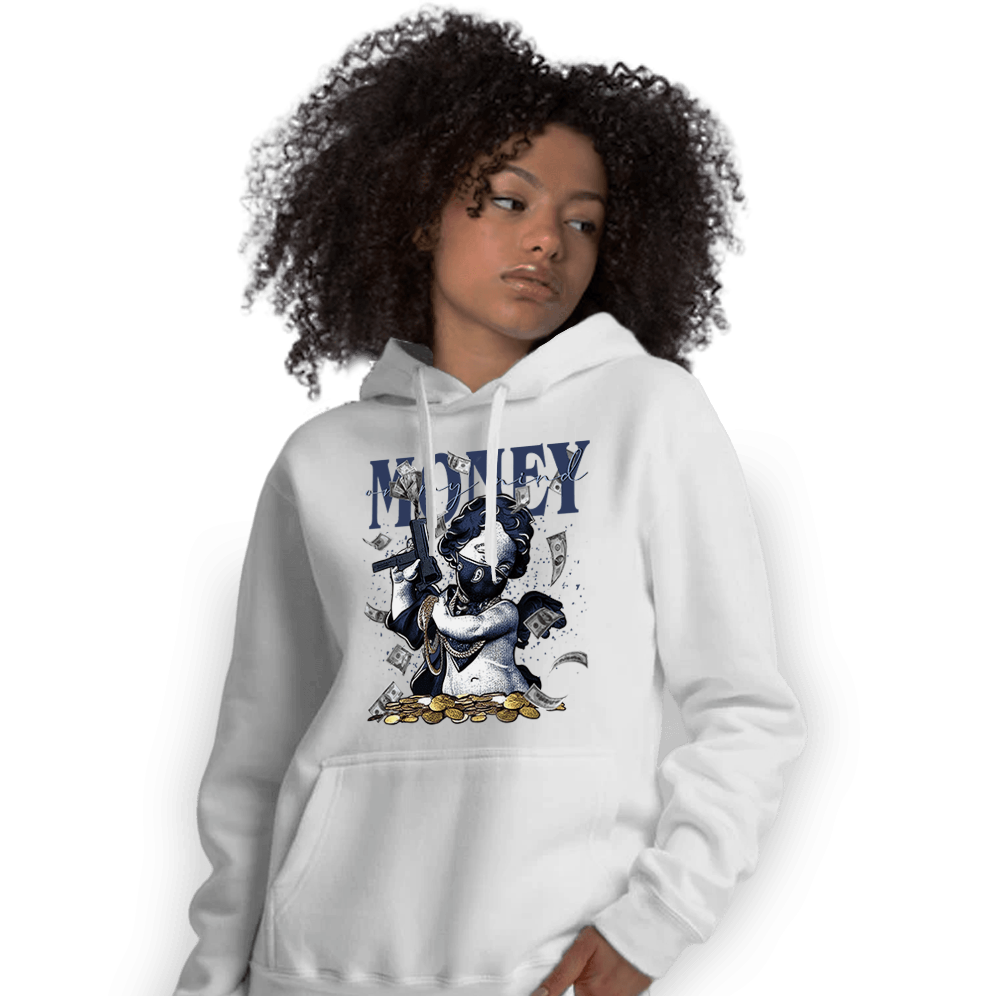 Midnight Navy 5s Hoodie Match Money On My Mine Gang - NastyJamz