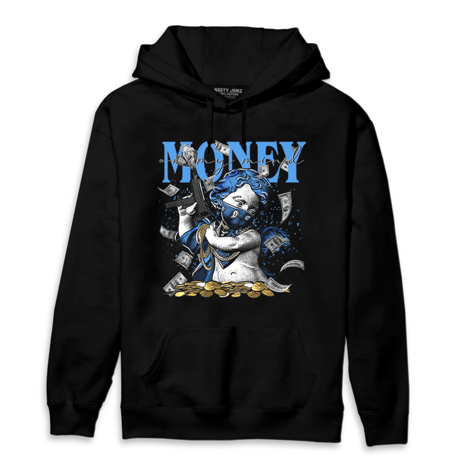 University Blue 5s Hoodie Match Money On My Mine Gang - NastyJamz