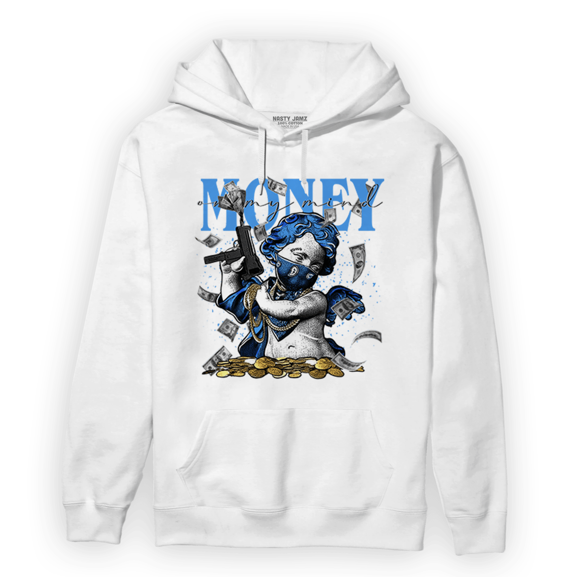 University Blue 5s Hoodie Match Money On My Mine Gang - NastyJamz