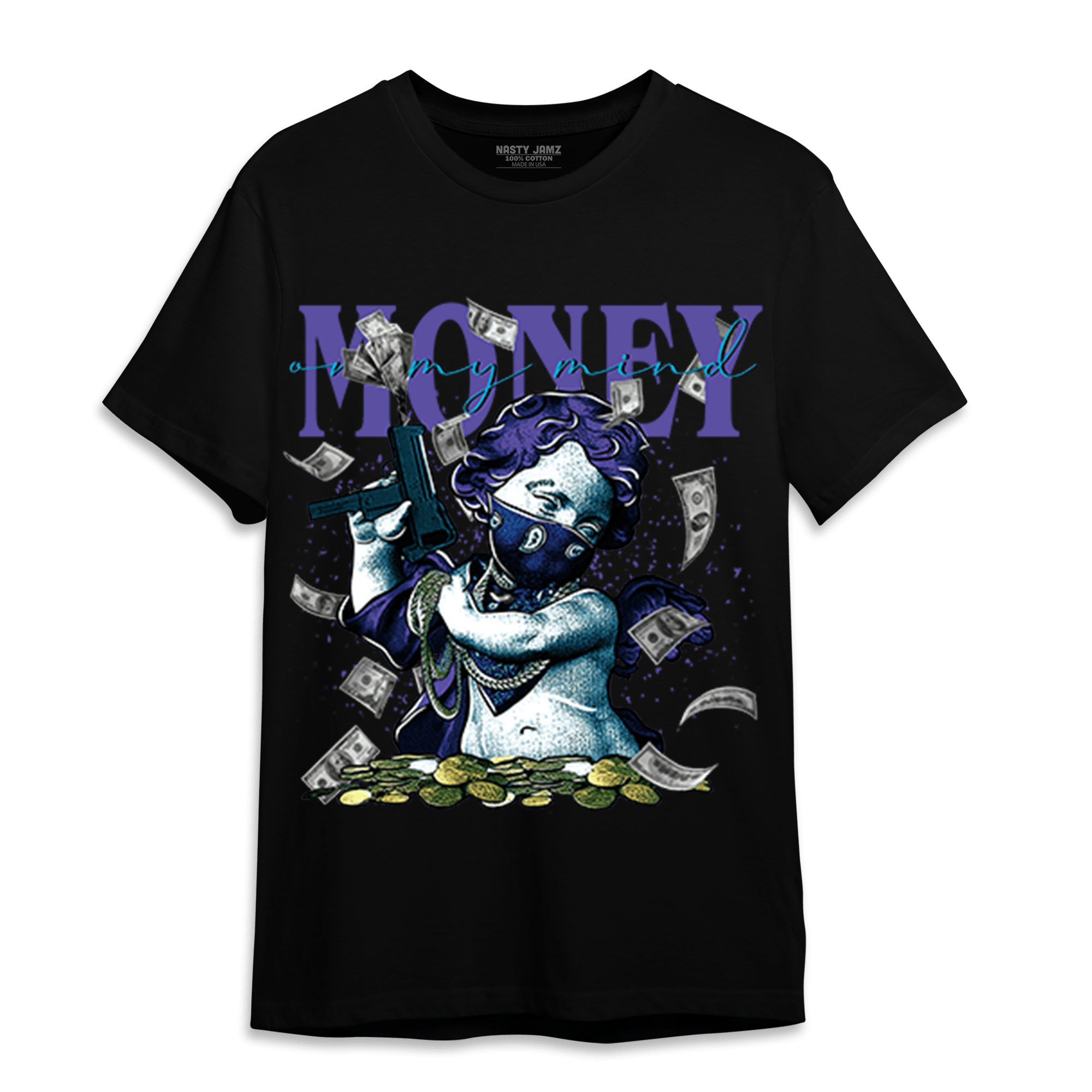 Aqua 6s T Shirt Match Money On My Mine Gang - NastyJamz