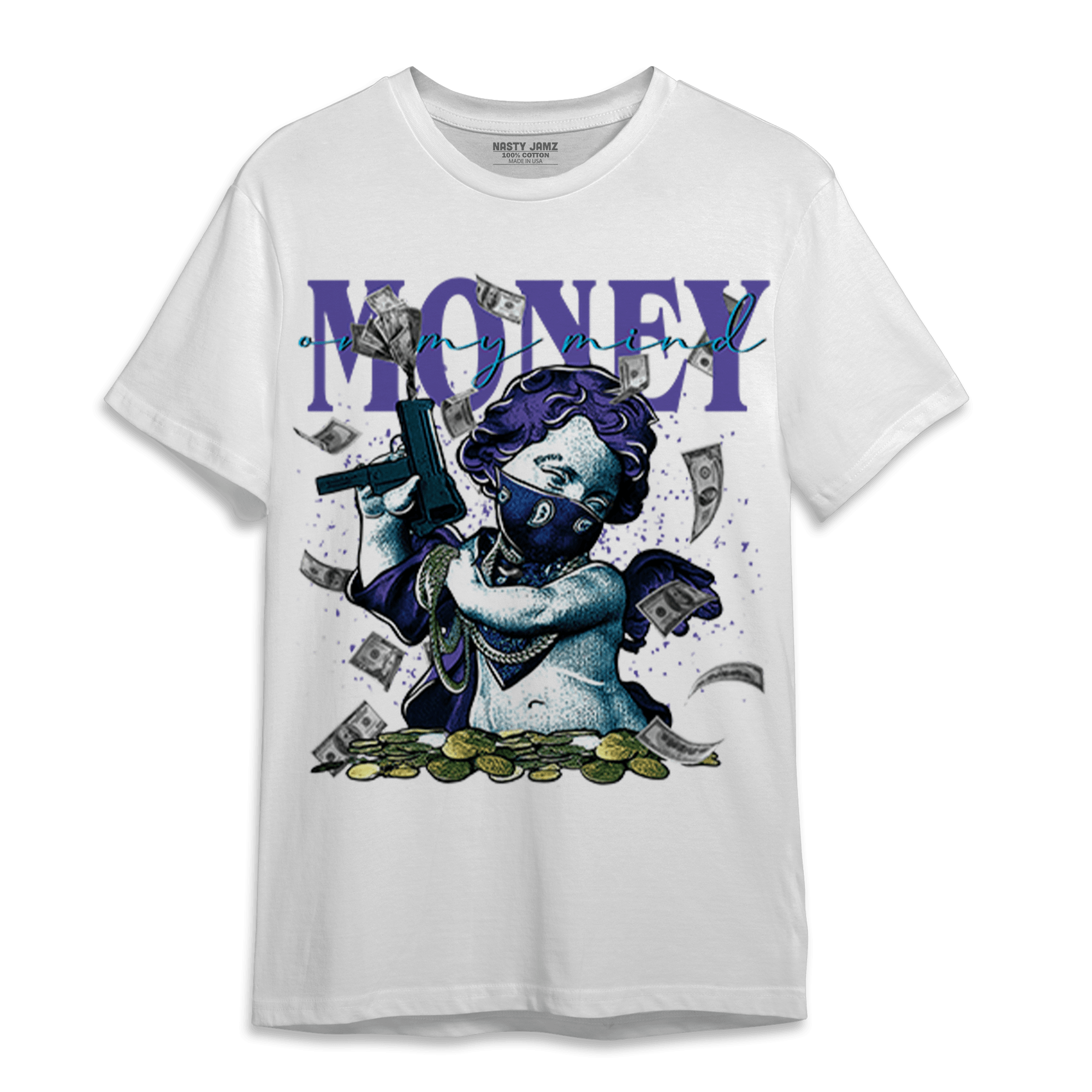 Aqua 6s T Shirt Match Money On My Mine Gang - NastyJamz
