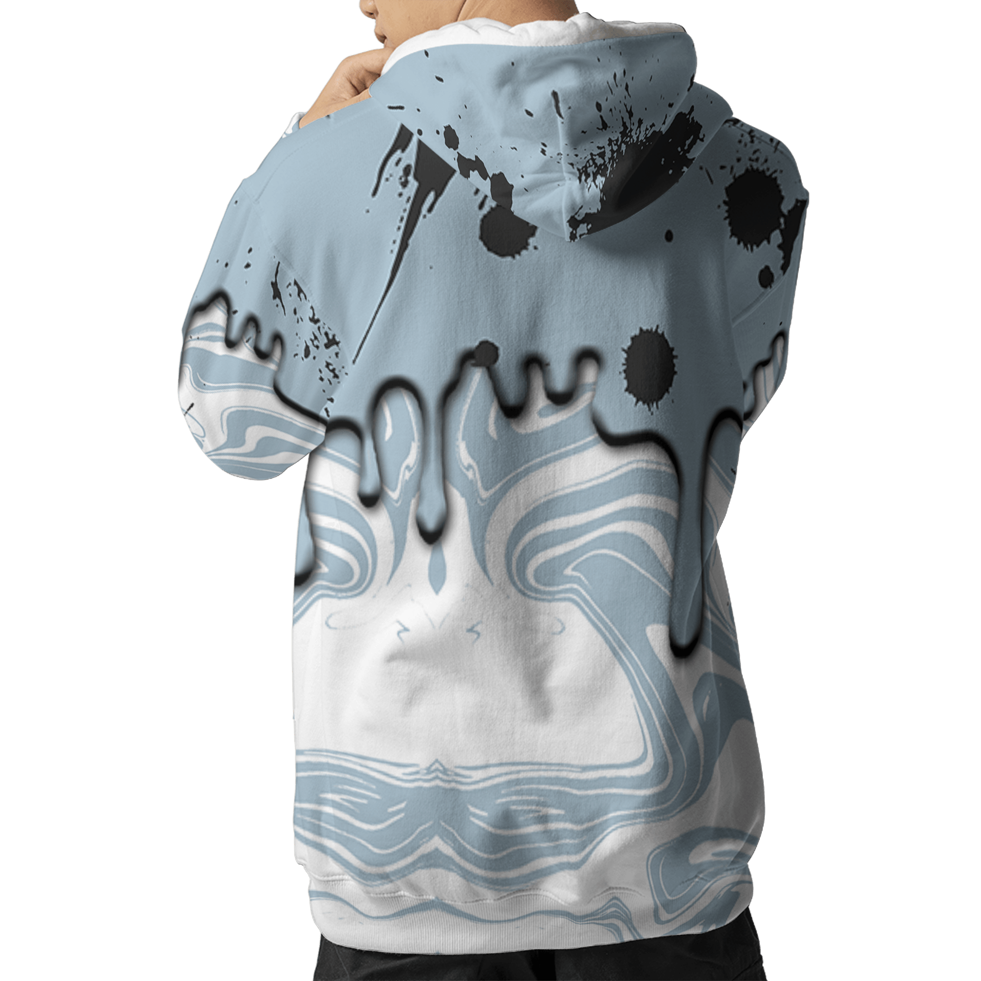 Blue Grey 13s Hoodie Match Move In Silence 3D All-Over Print Color Splash - NastyJamz