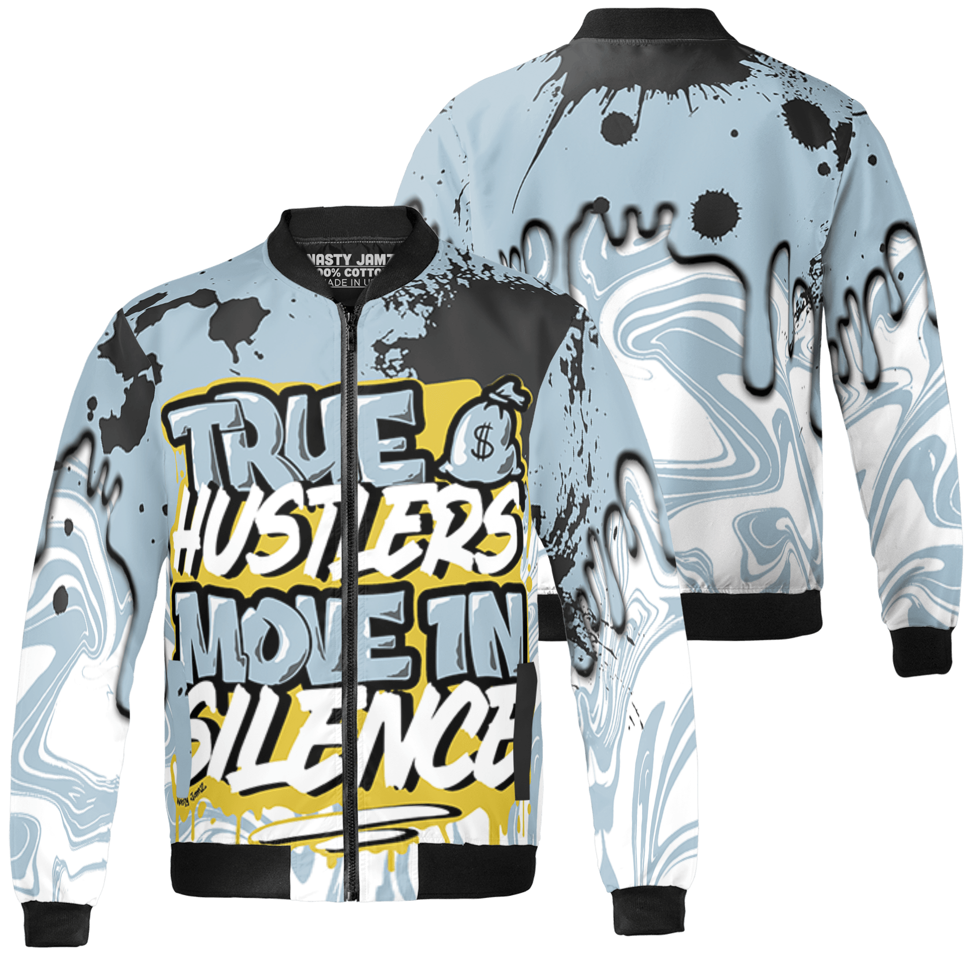Blue Grey 13s Jacket Match Move In Silence 3D All-Over Print Color Splash - NastyJamz