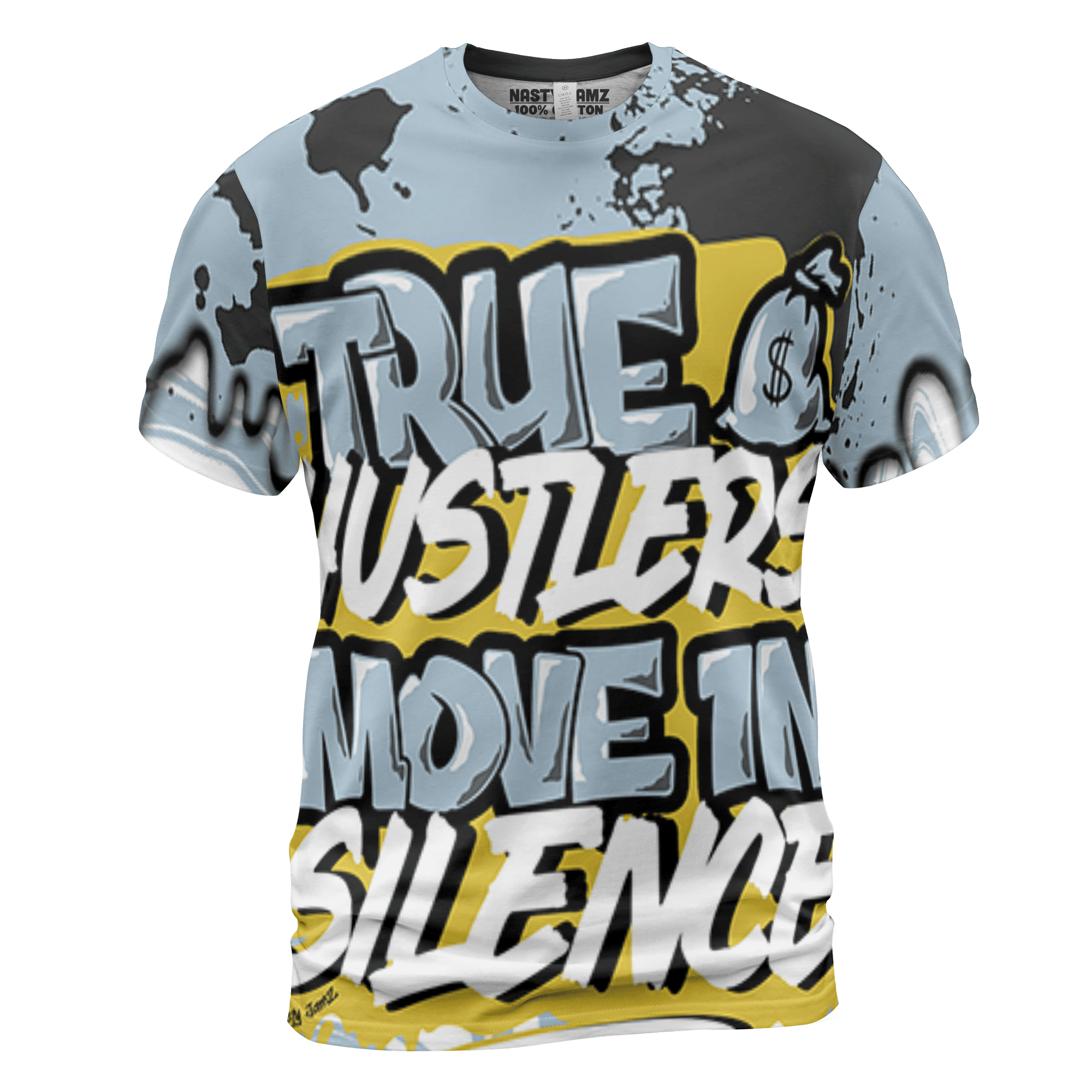 Blue Grey 13s T Shirt Match Move In Silence 3D All-Over Print Color Splash - NastyJamz