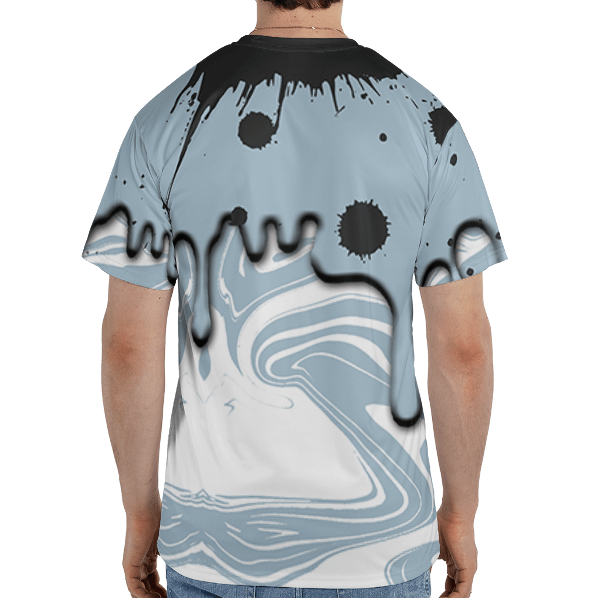 Blue Grey 13s T Shirt Match Move In Silence 3D All-Over Print Color Splash - NastyJamz
