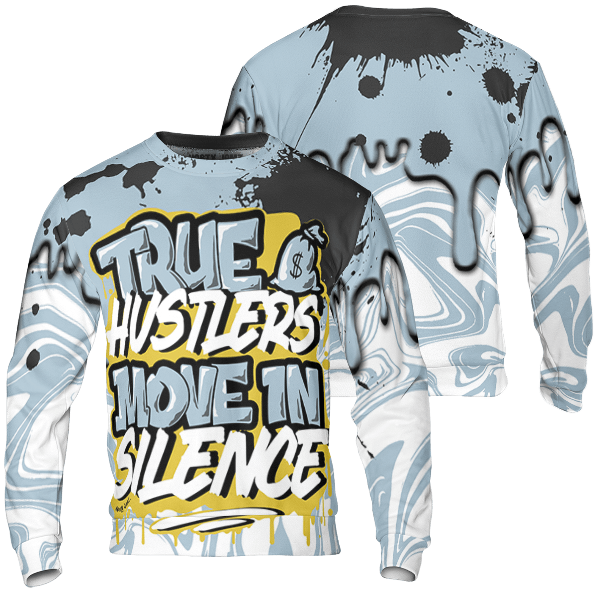Blue Grey 13s Sweatshirt Match Move In Silence 3D All-Over Print Color Splash - NastyJamz