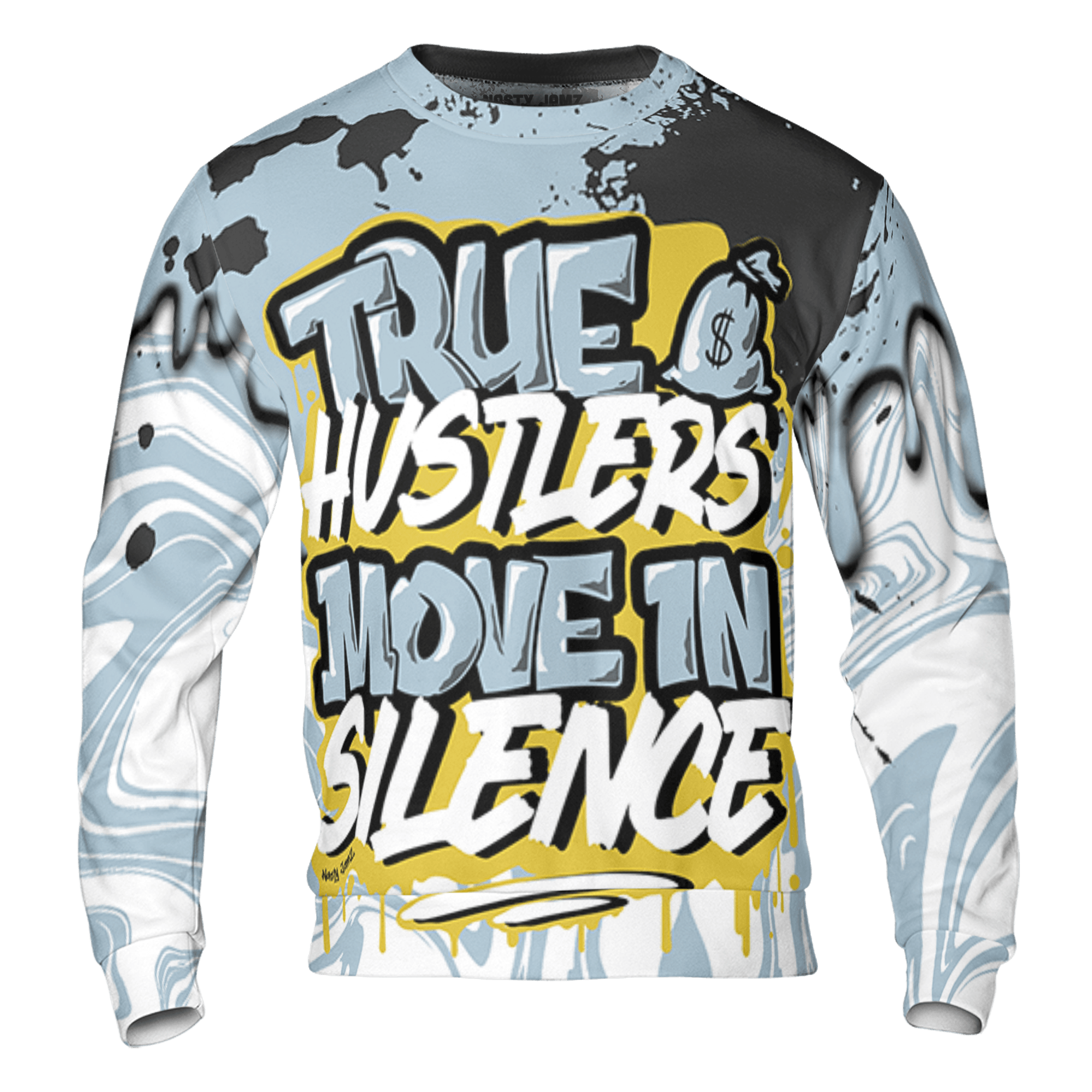 Blue Grey 13s Sweatshirt Match Move In Silence 3D All-Over Print Color Splash - NastyJamz