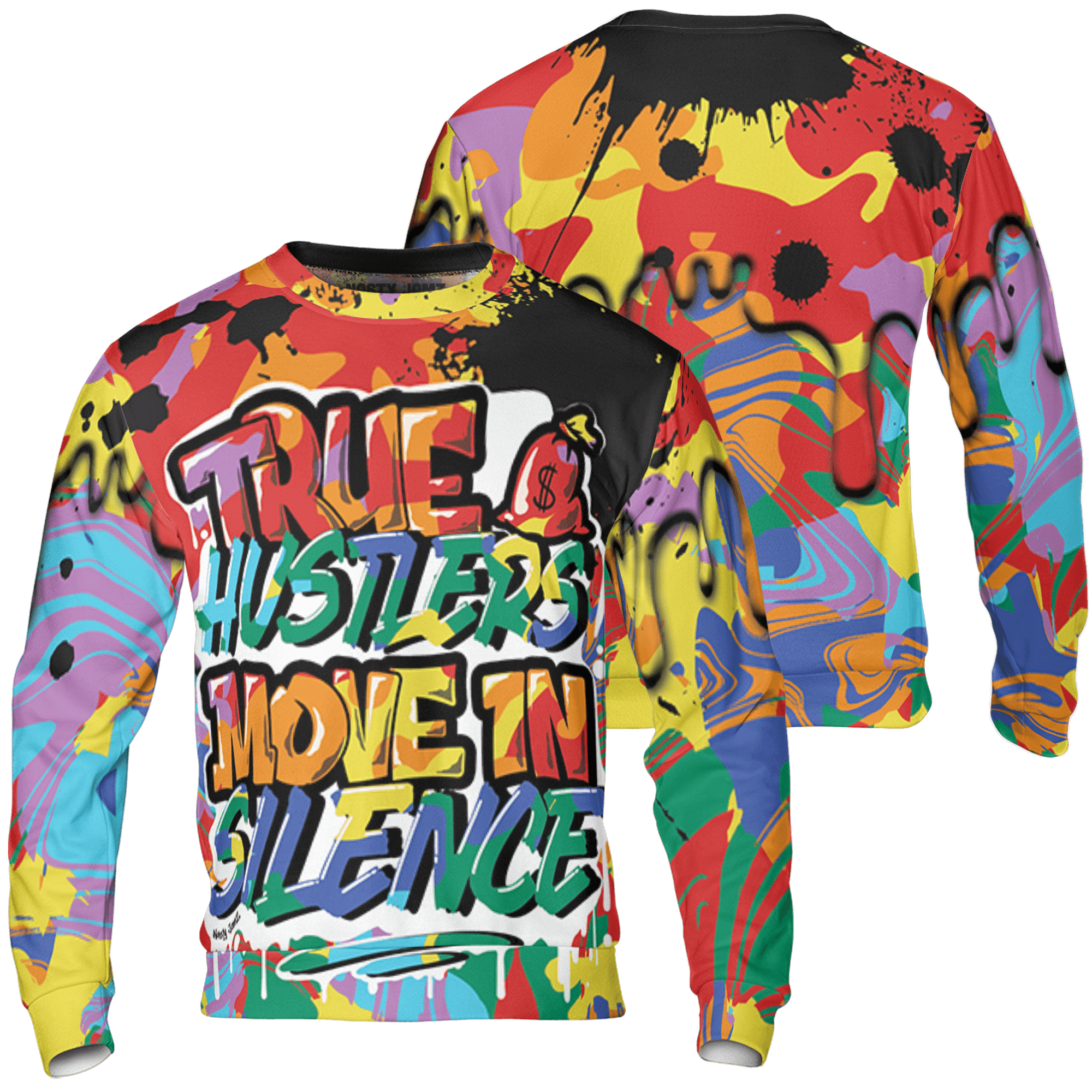 Mid GS Six Championships 1s Sweatshirt Match Move In Silence 3D All-Over Print Color Splash - NastyJamz