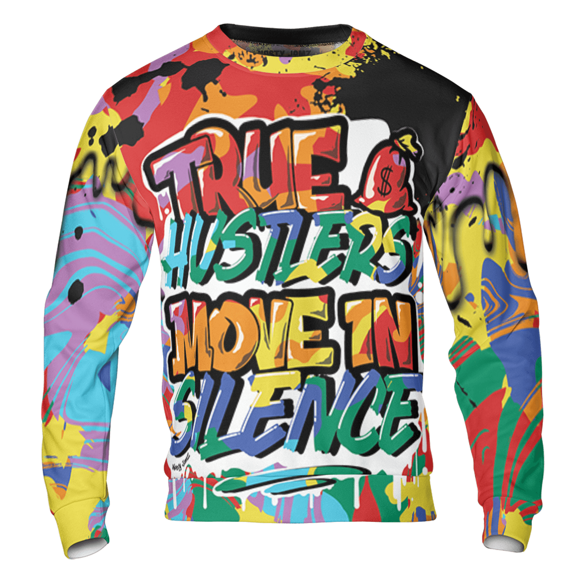 Mid GS Six Championships 1s Sweatshirt Match Move In Silence 3D All-Over Print Color Splash - NastyJamz