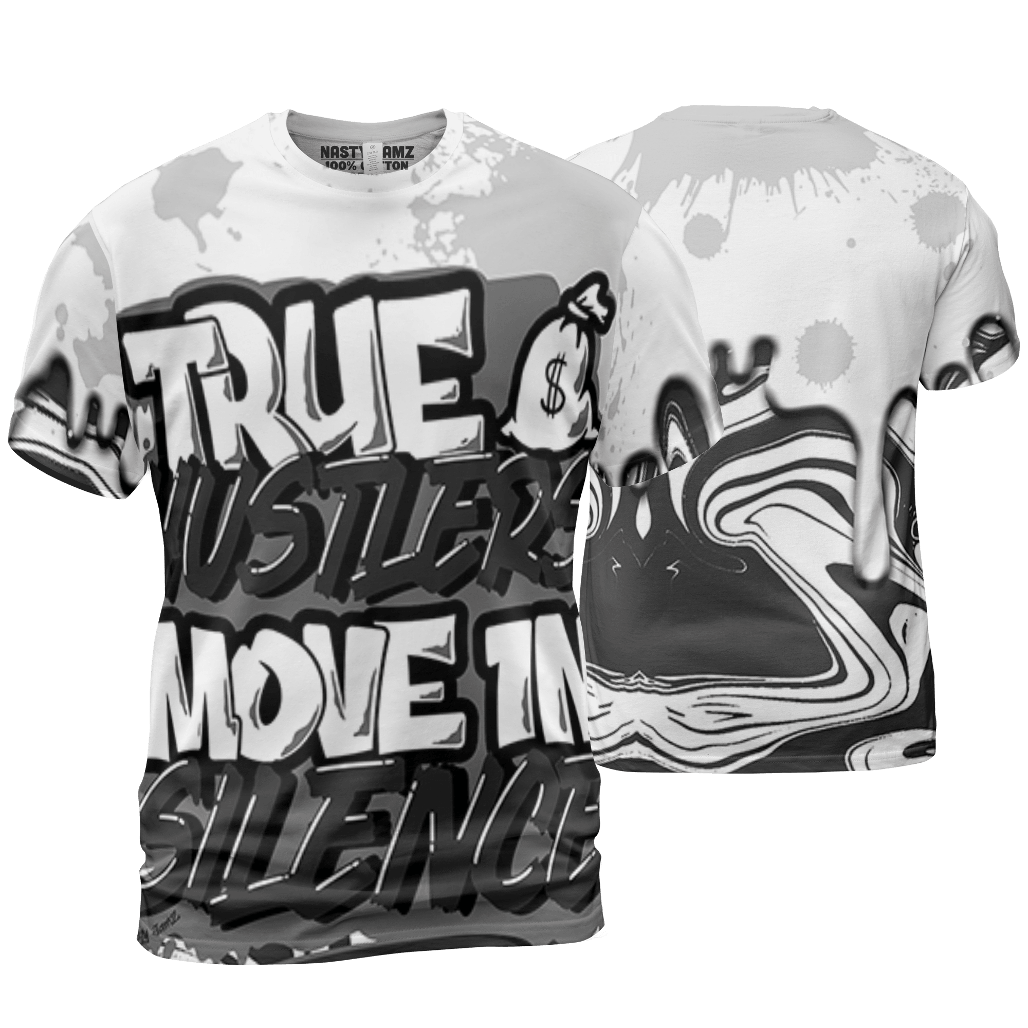 Retro High OG Black White 1s T Shirt Match Move In Silence 3D All-Over Print Color Splash - NastyJamz