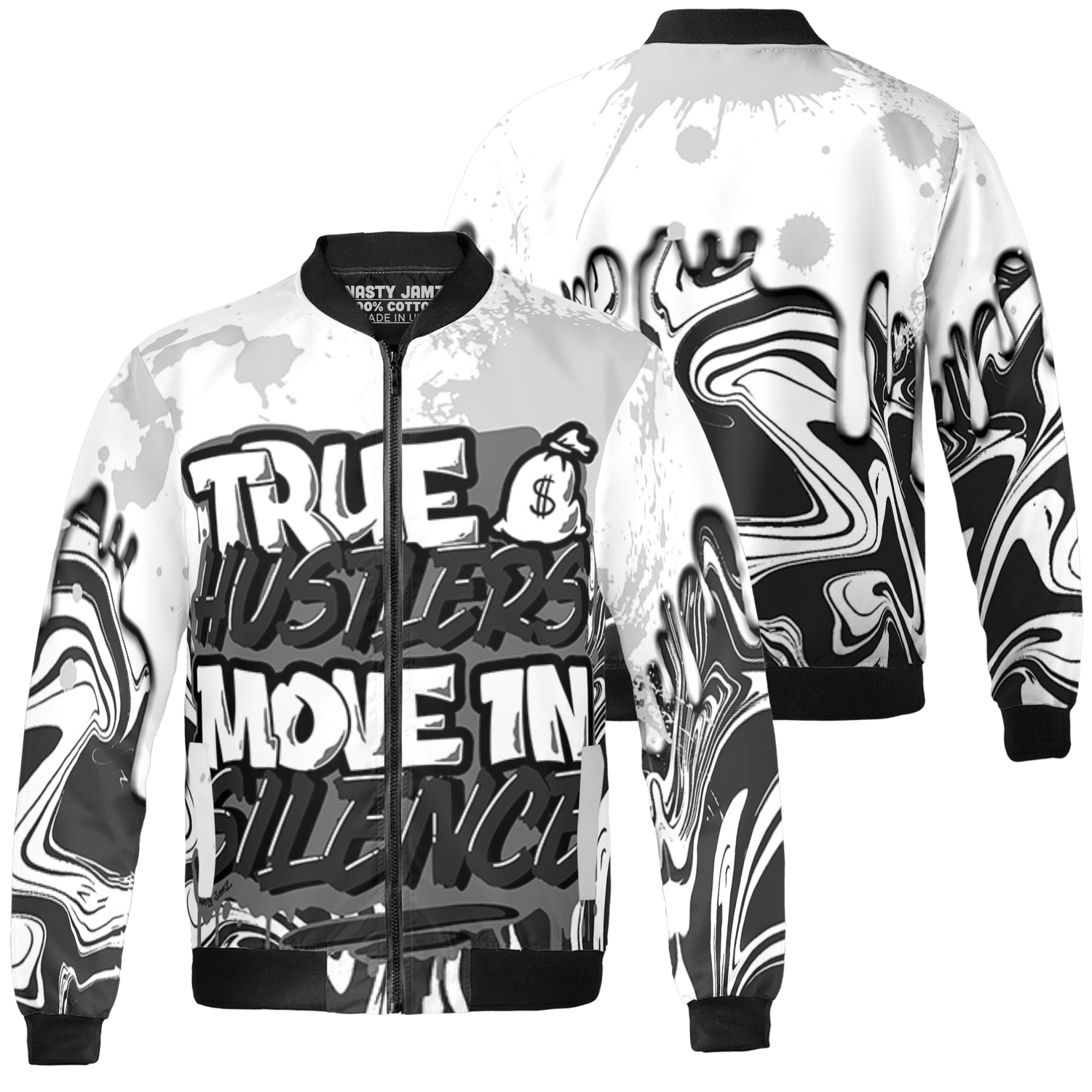 Retro High OG Black White 1s Jacket Match Move In Silence 3D All-Over Print Color Splash - NastyJamz