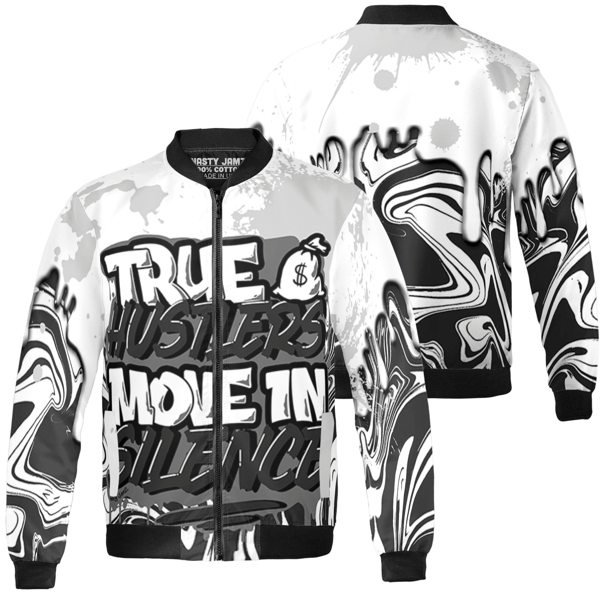 Retro High OG Black White 1s Jacket Match Move In Silence 3D All-Over Print Color Splash - NastyJamz