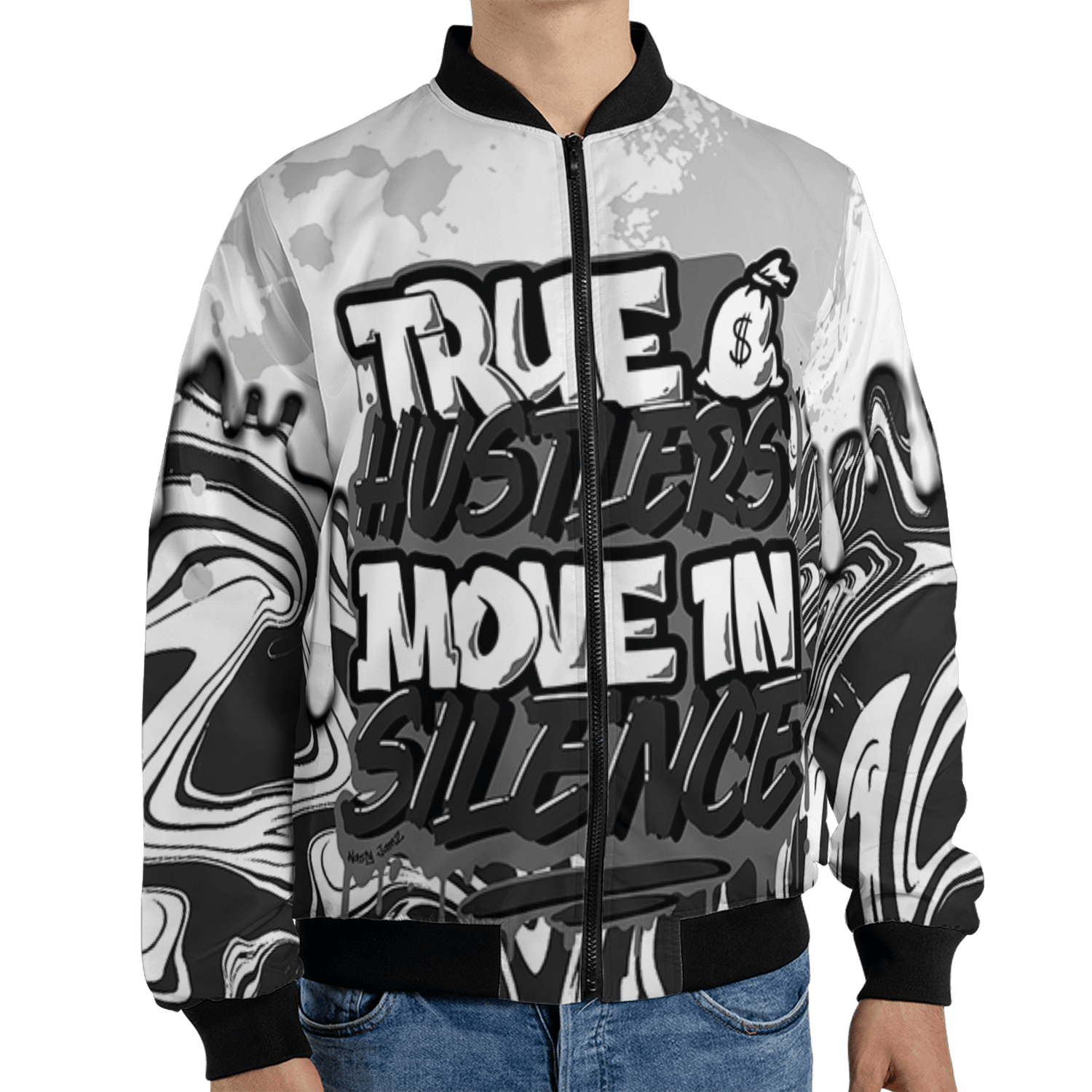 Retro High OG Black White 1s Jacket Match Move In Silence 3D All-Over Print Color Splash - NastyJamz