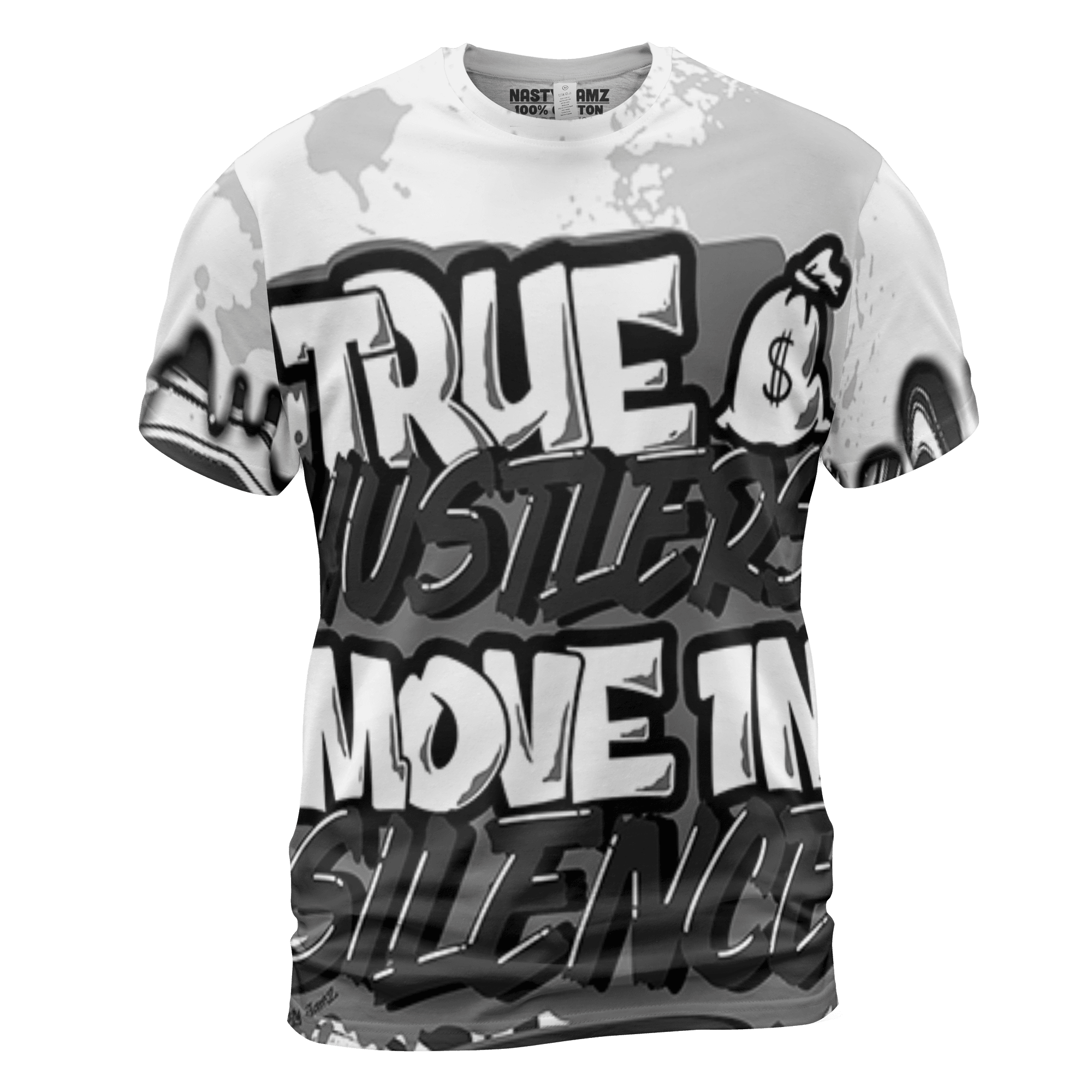 Retro High OG Black White 1s T Shirt Match Move In Silence 3D All-Over Print Color Splash - NastyJamz