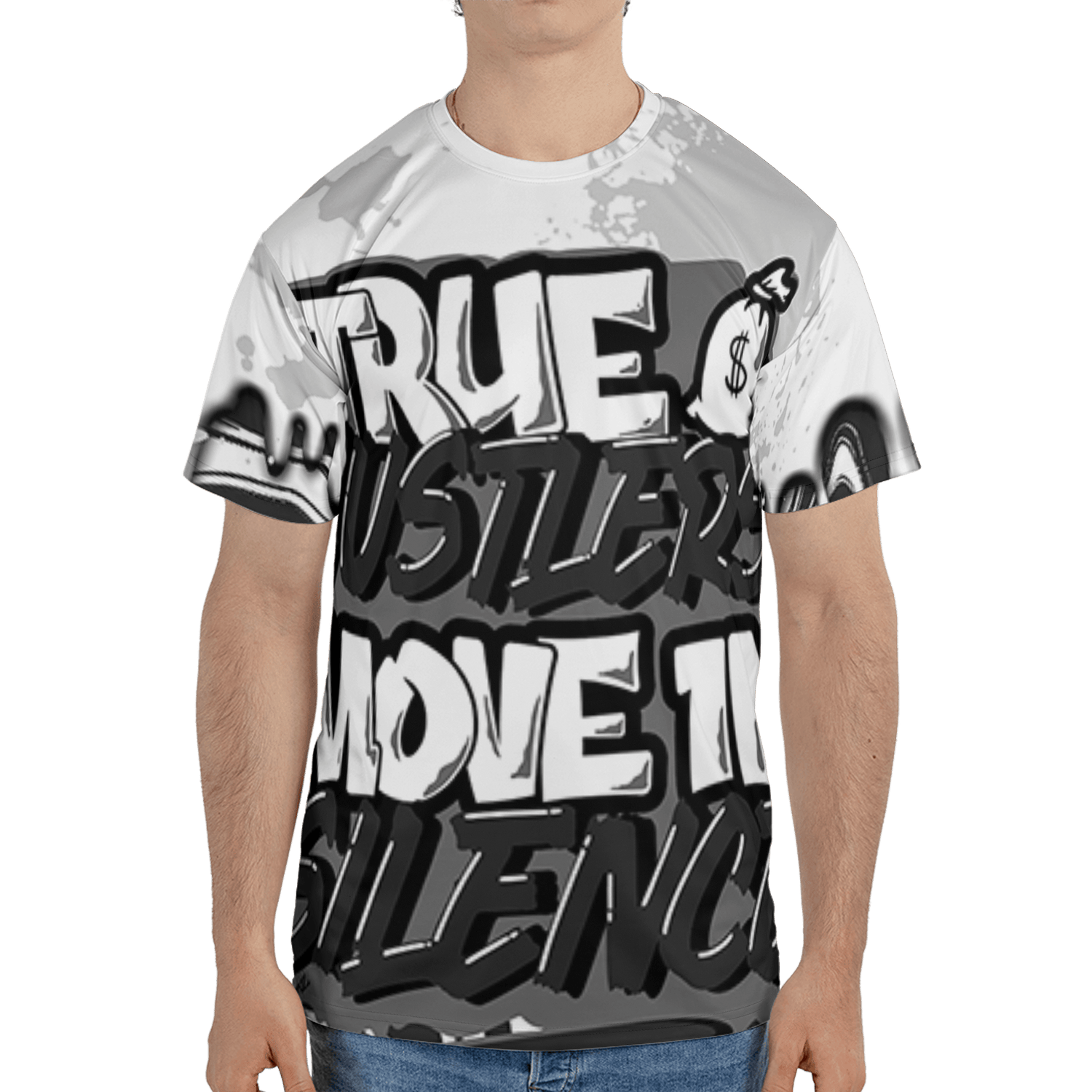 Retro High OG Black White 1s T Shirt Match Move In Silence 3D All-Over Print Color Splash - NastyJamz