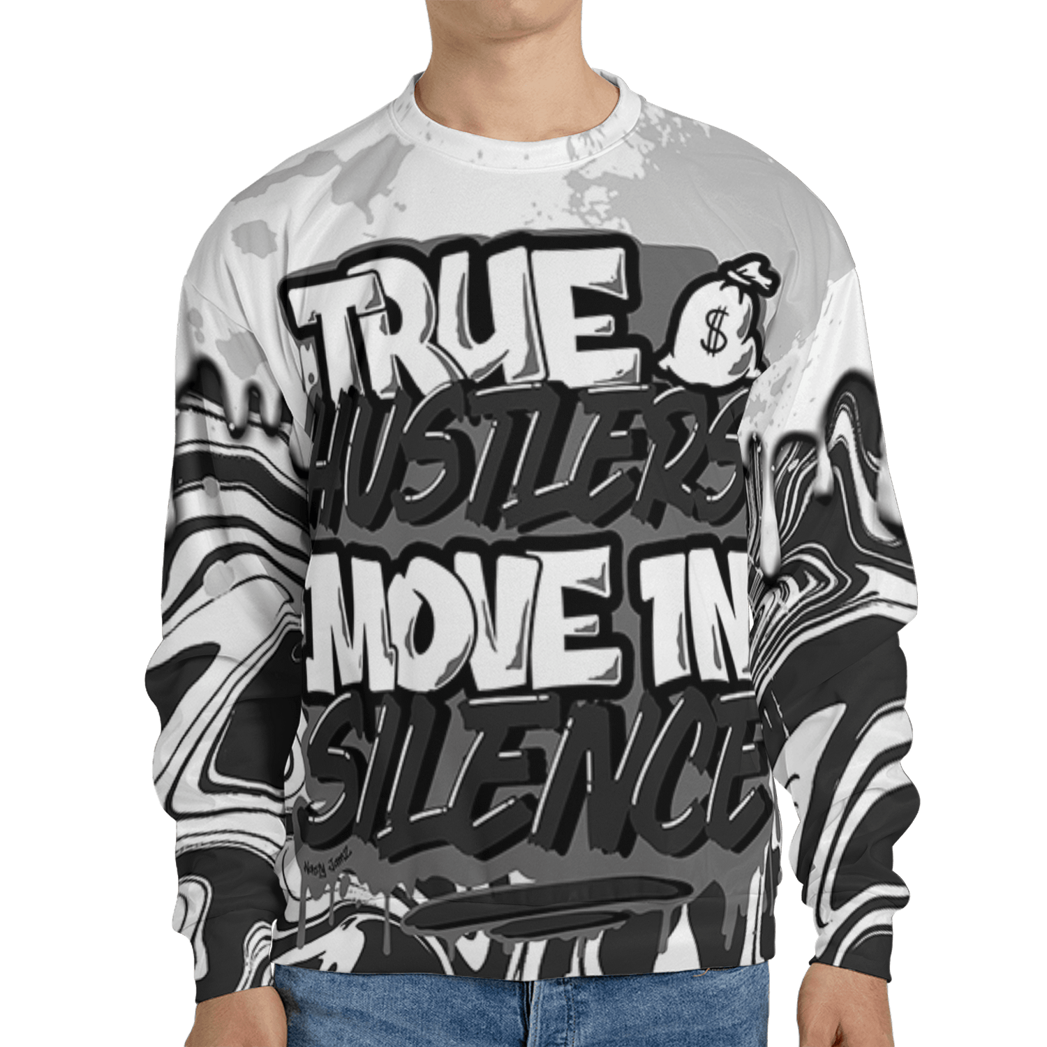 Retro High OG Black White 1s Sweatshirt Match Move In Silence 3D All-Over Print Color Splash - NastyJamz