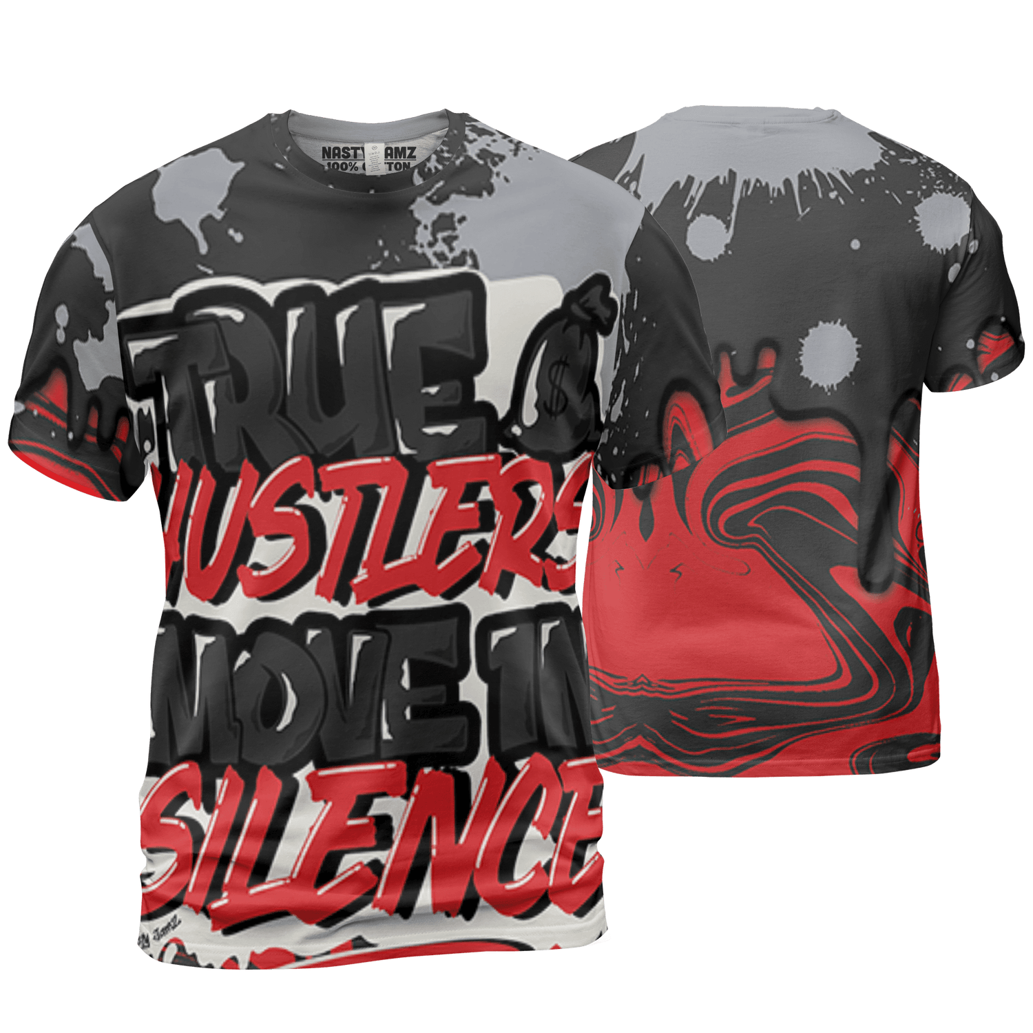 Bred Reimagined 4s T Shirt Match Move In Silence 3D All-Over Print Color Splash - NastyJamz