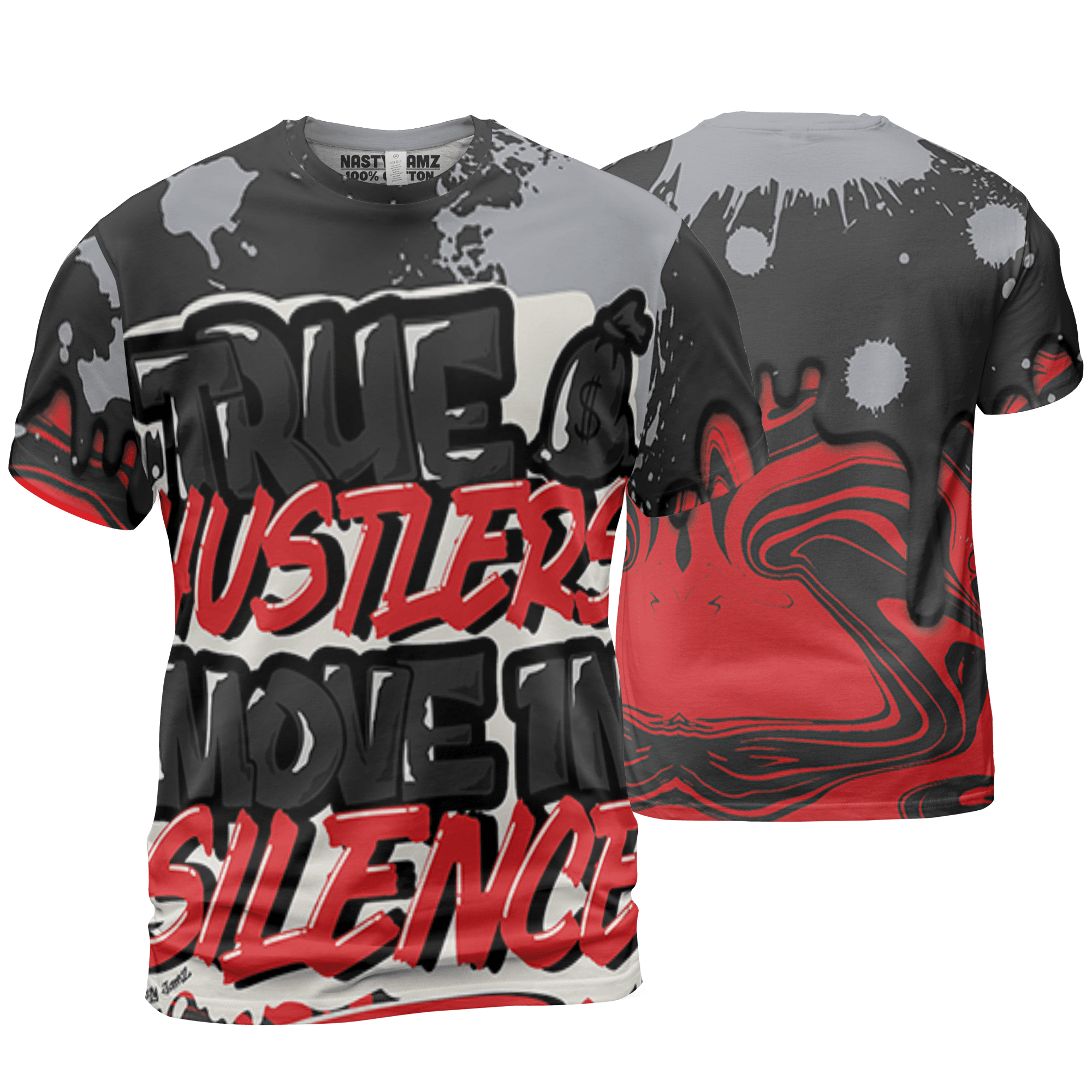 Bred Reimagined 4s T Shirt Match Move In Silence 3D All-Over Print Color Splash - NastyJamz