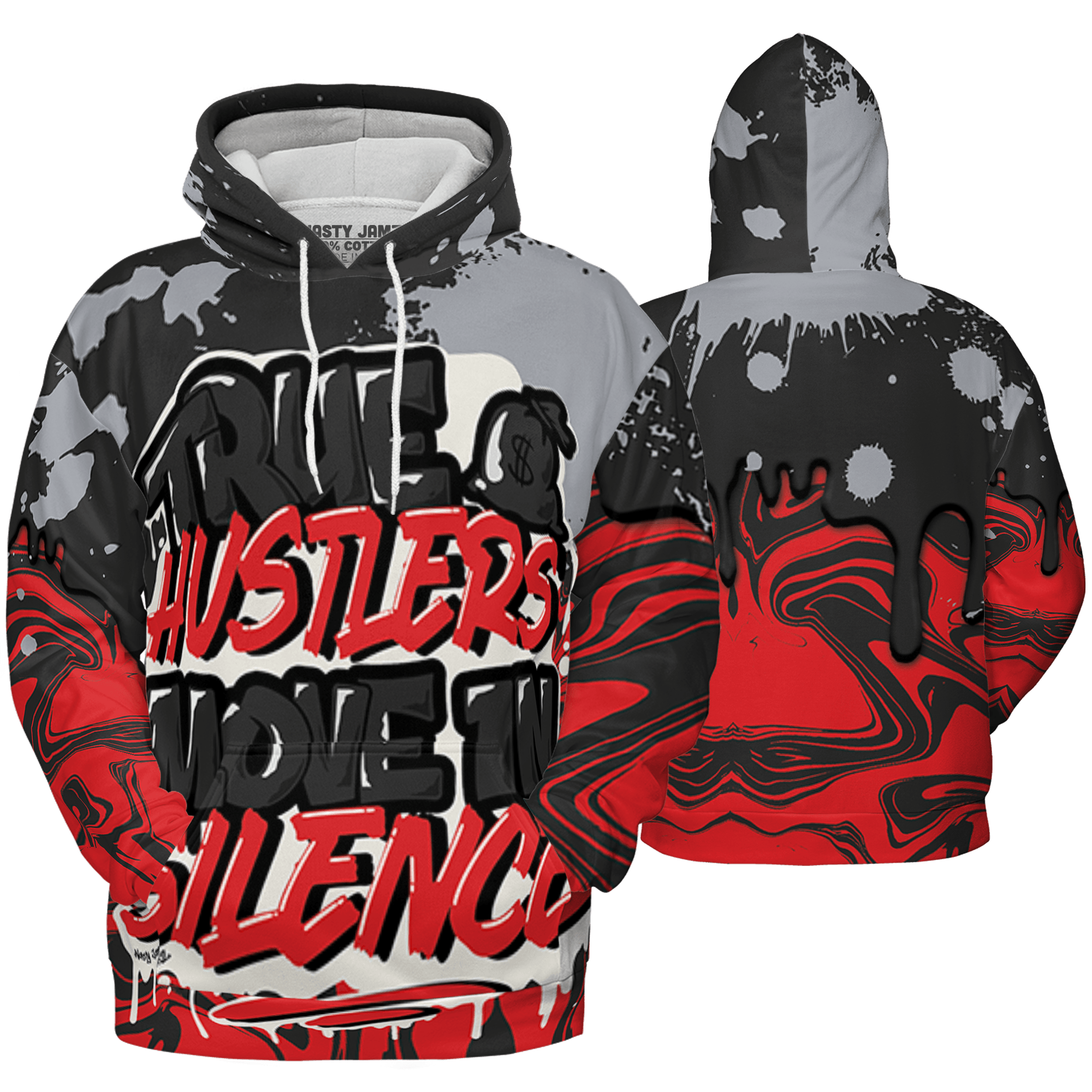 Bred Reimagined 4s Hoodie Match Move In Silence 3D All-Over Print Color Splash - NastyJamz