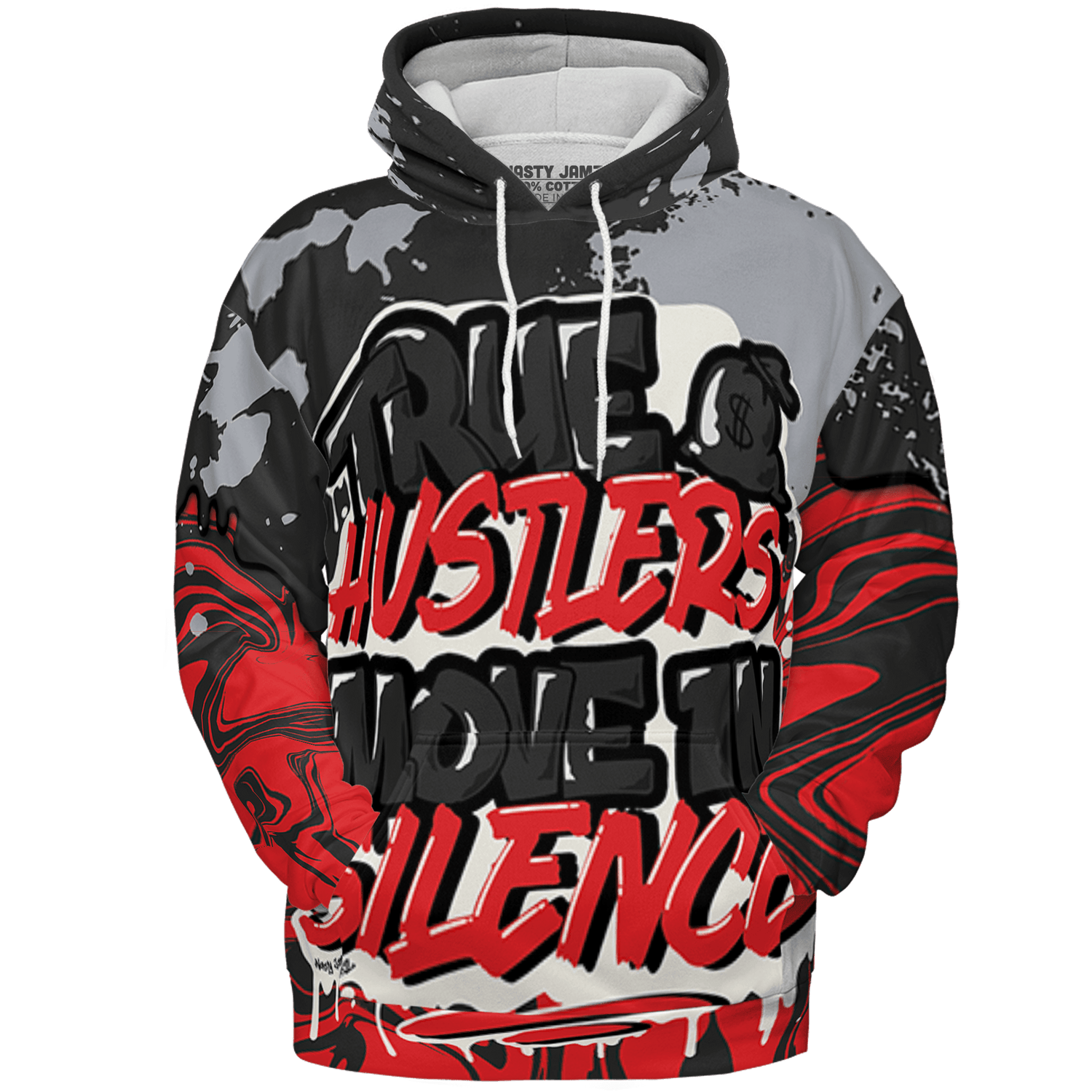 Bred Reimagined 4s Hoodie Match Move In Silence 3D All-Over Print Color Splash - NastyJamz