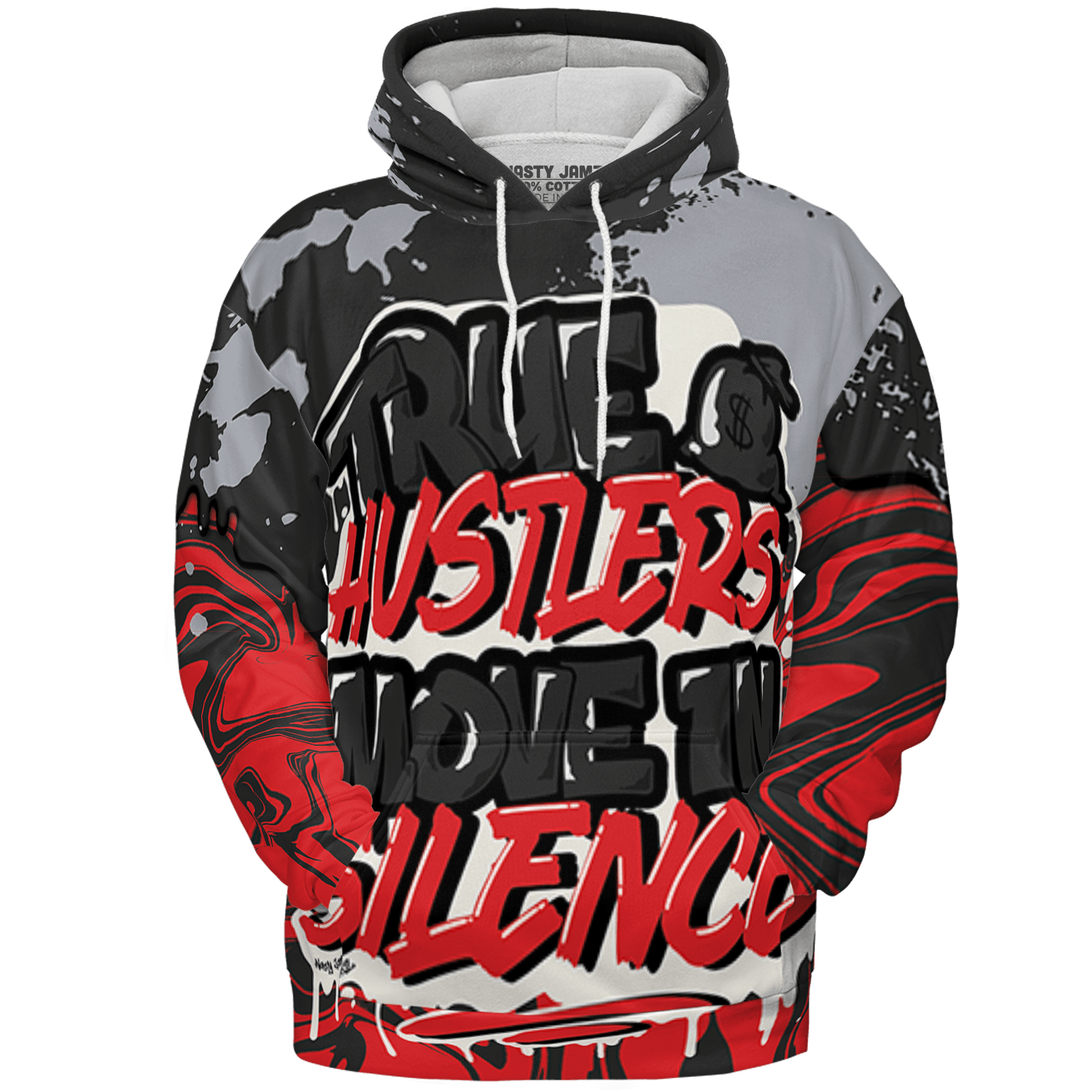 Bred Reimagined 4s Hoodie Match Move In Silence 3D All-Over Print Color Splash - NastyJamz