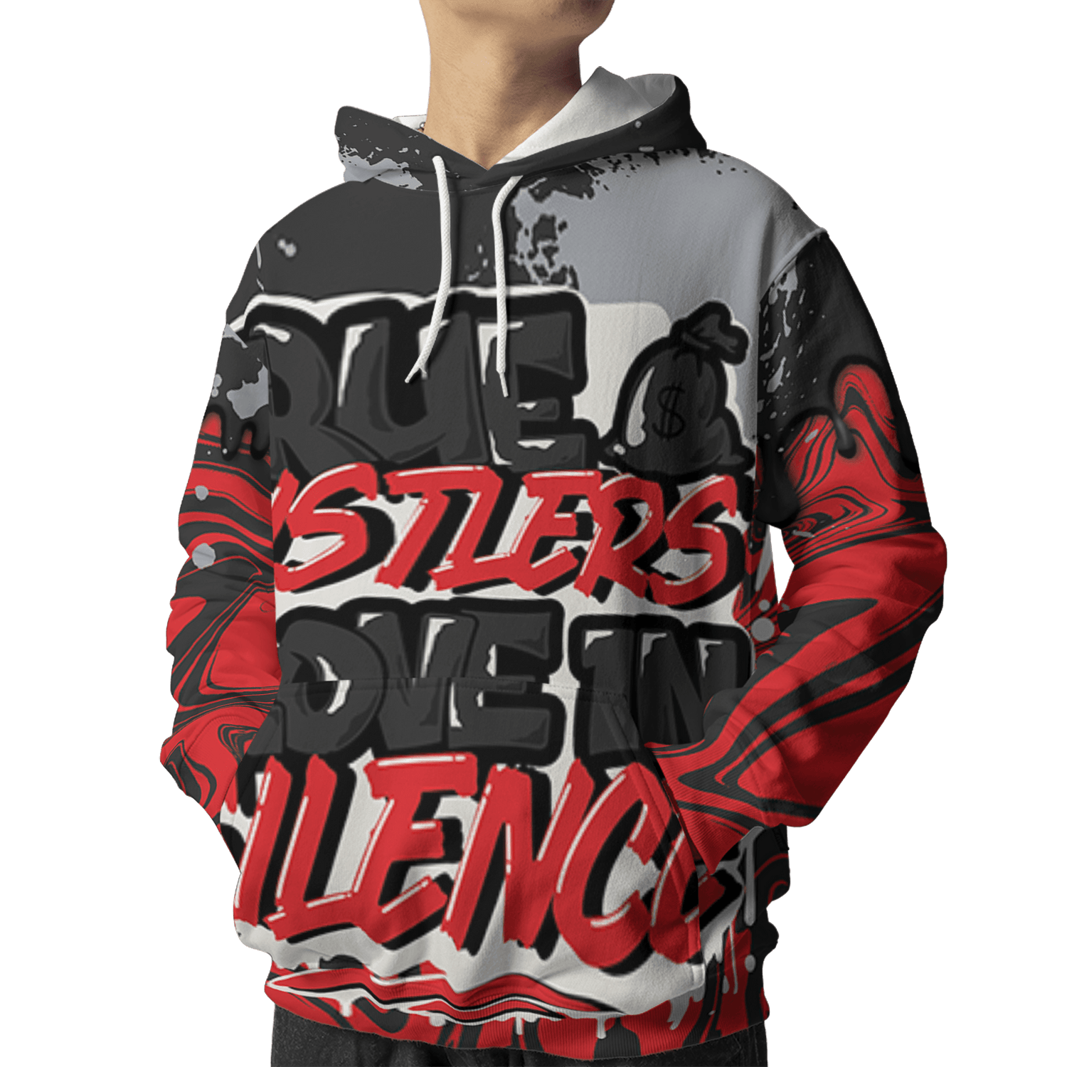 Bred Reimagined 4s Hoodie Match Move In Silence 3D All-Over Print Color Splash - NastyJamz